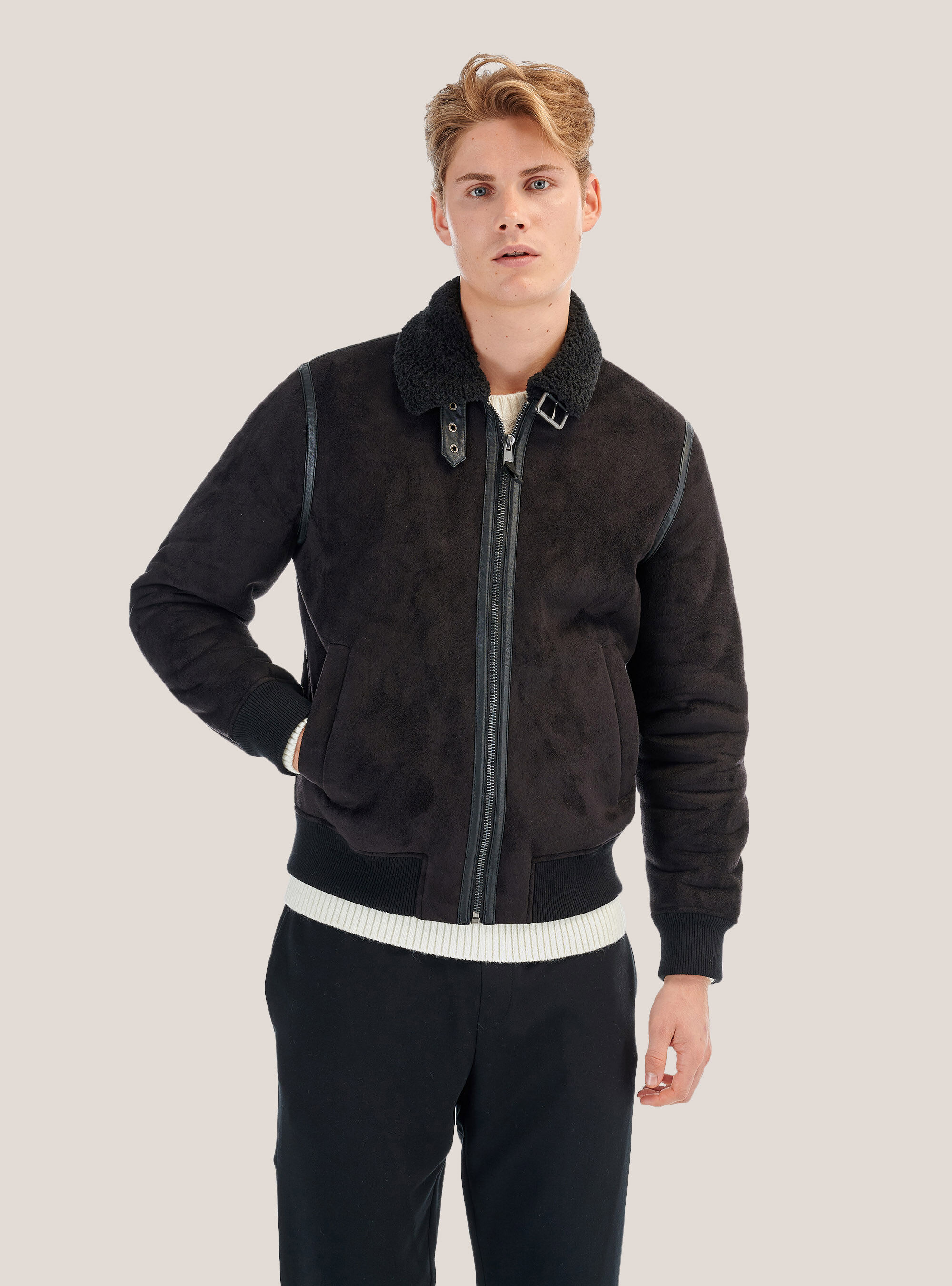 faux leather shearling jacket