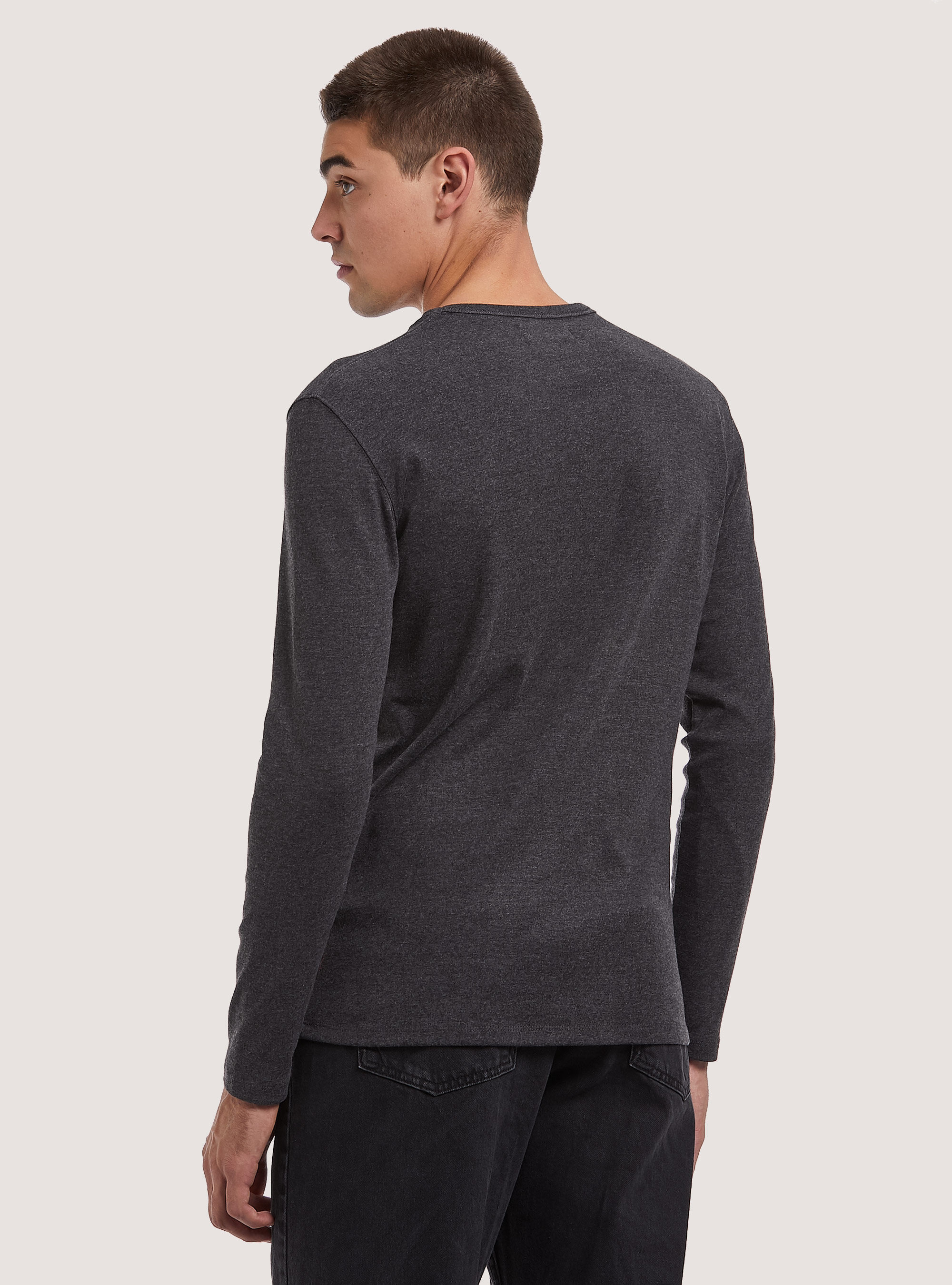 Long-sleeved cotton T-shirt, GY1 GREY DARK