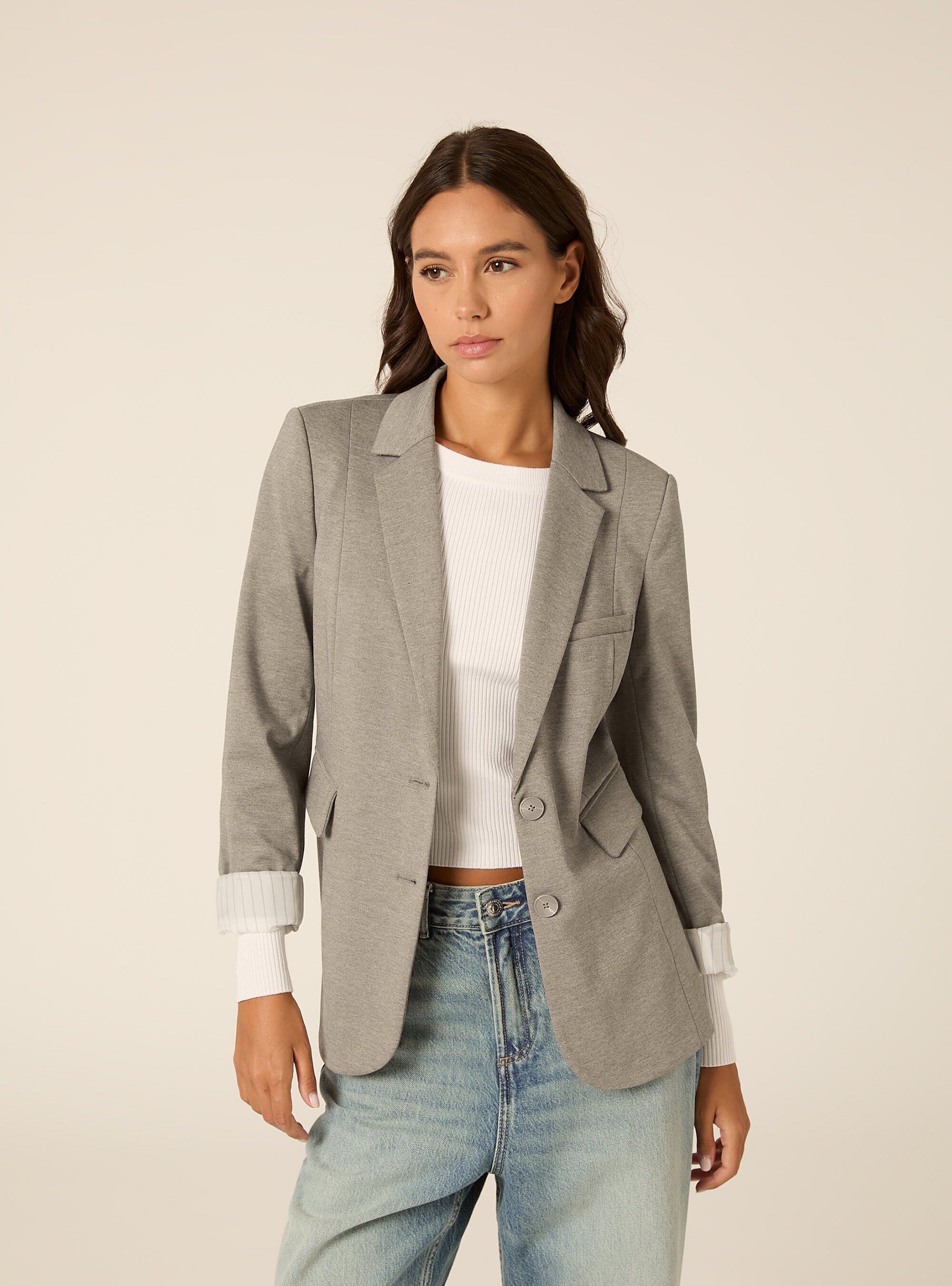 Blazer droit structure a revers