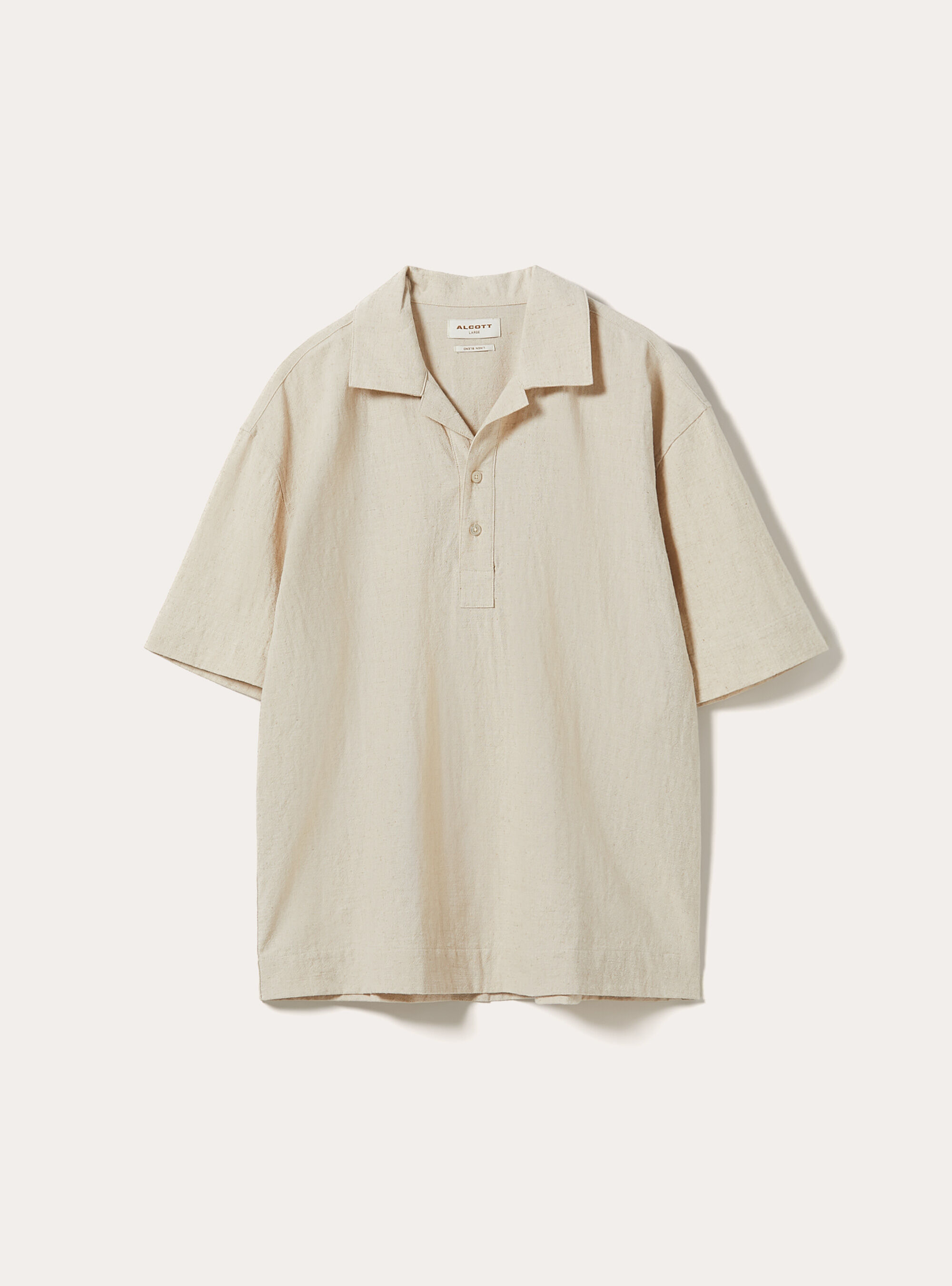 Polo Camisero de Mezcla de Lino, MBG2 BEIGE MEL MED
