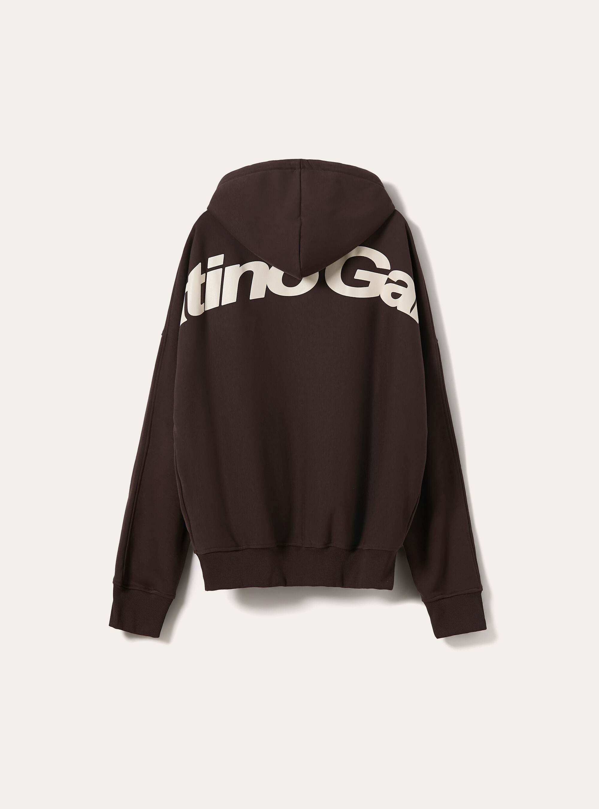 Felpa boxy con stampa puff, BR1 BROWN DARK