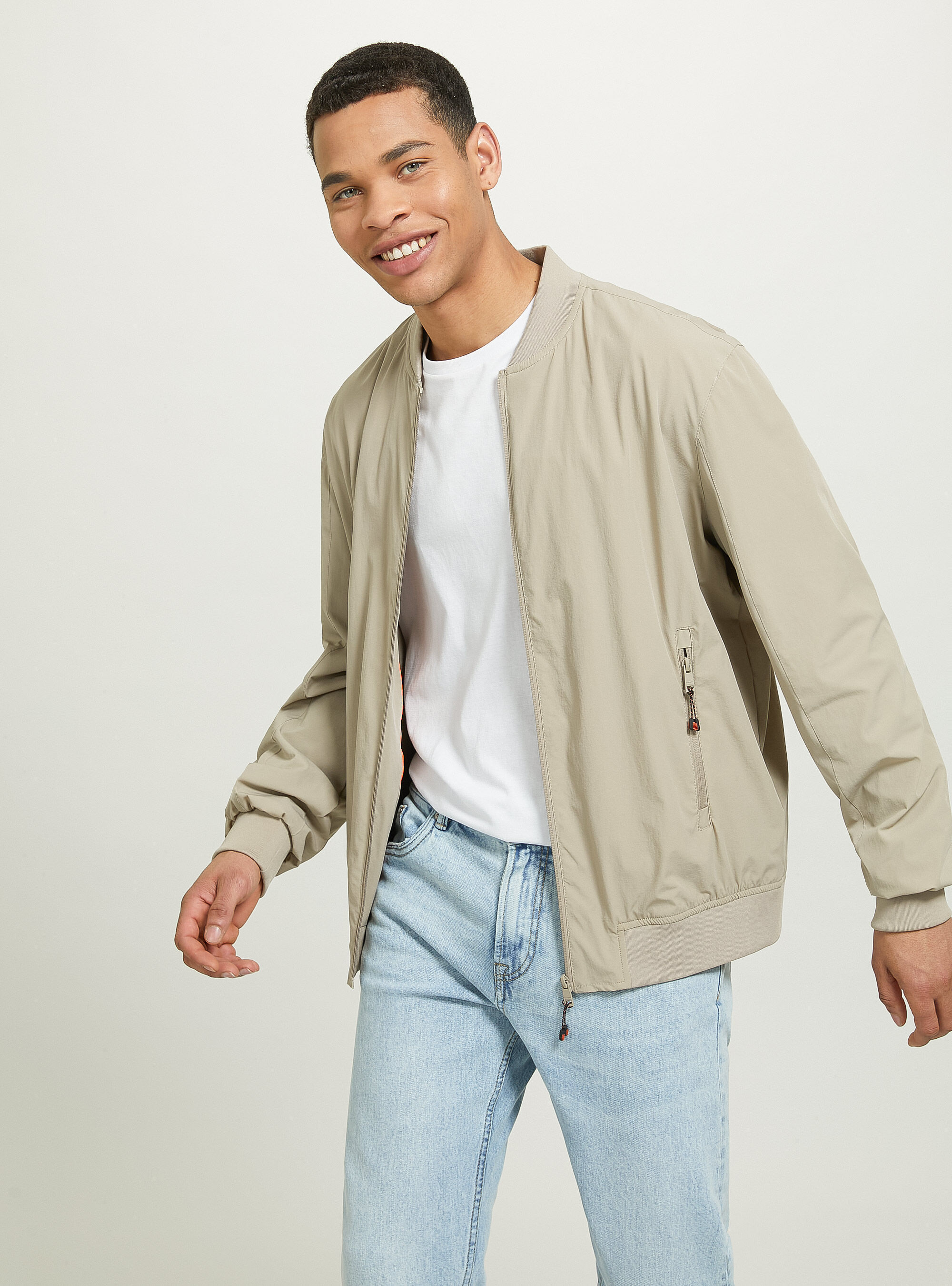 Mens ribbed deals collar jacket