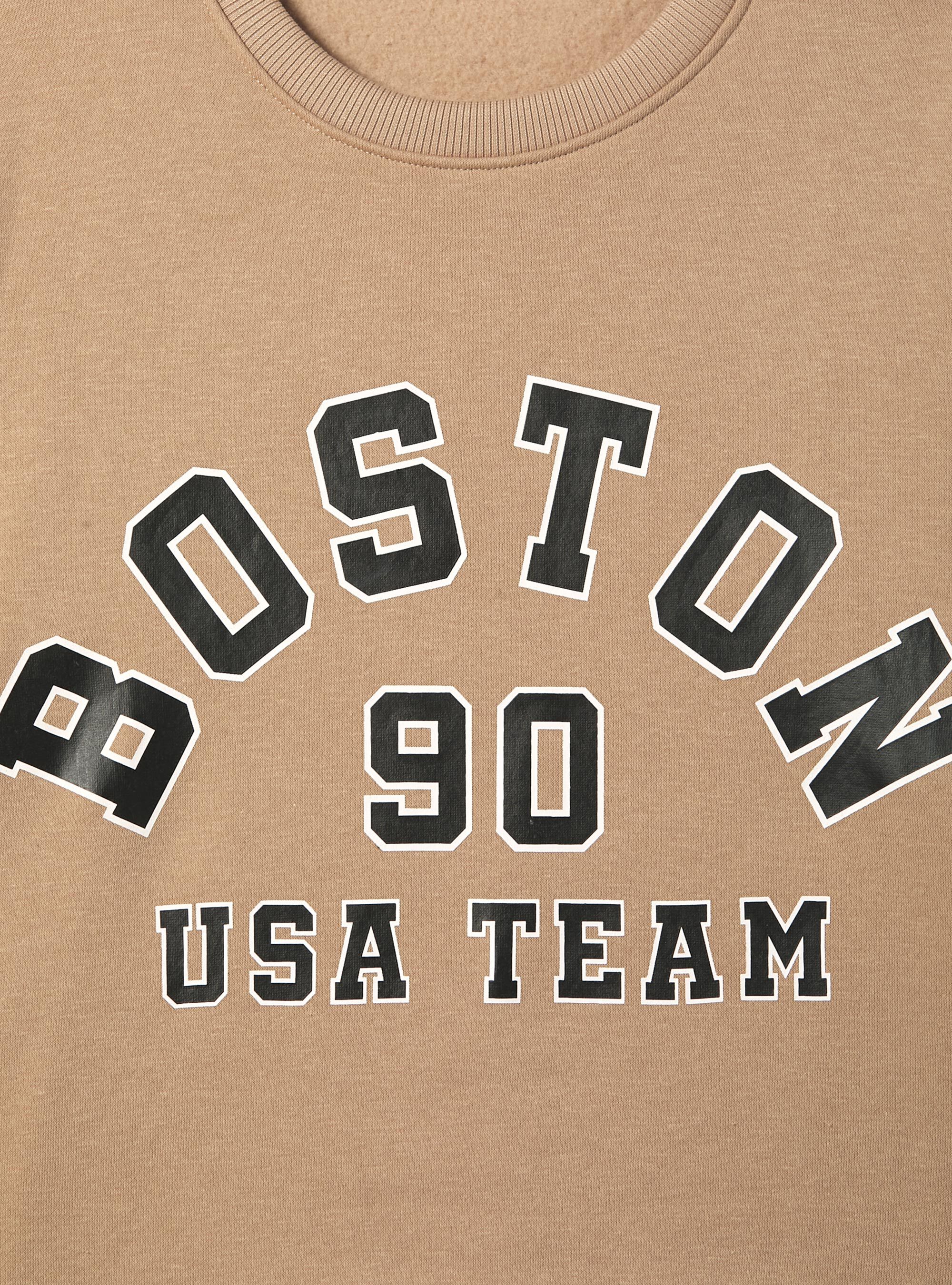 Sudadera college comfort fit de cuello redondo, BG2 BEIGE MEDIUM