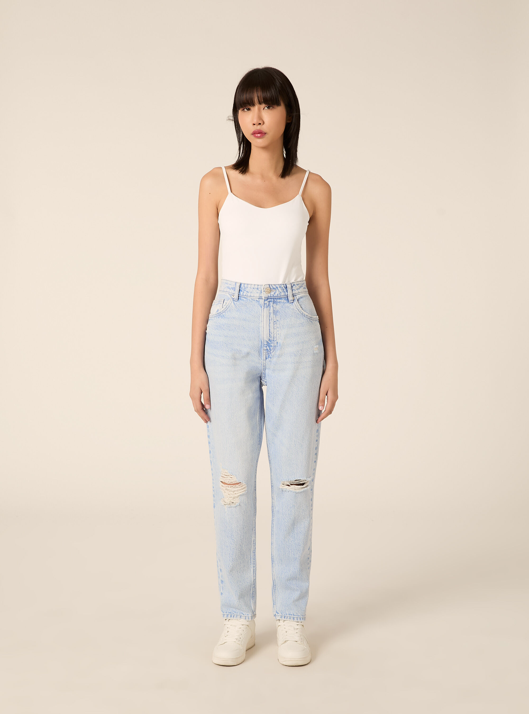 Mom fit jeans with rips