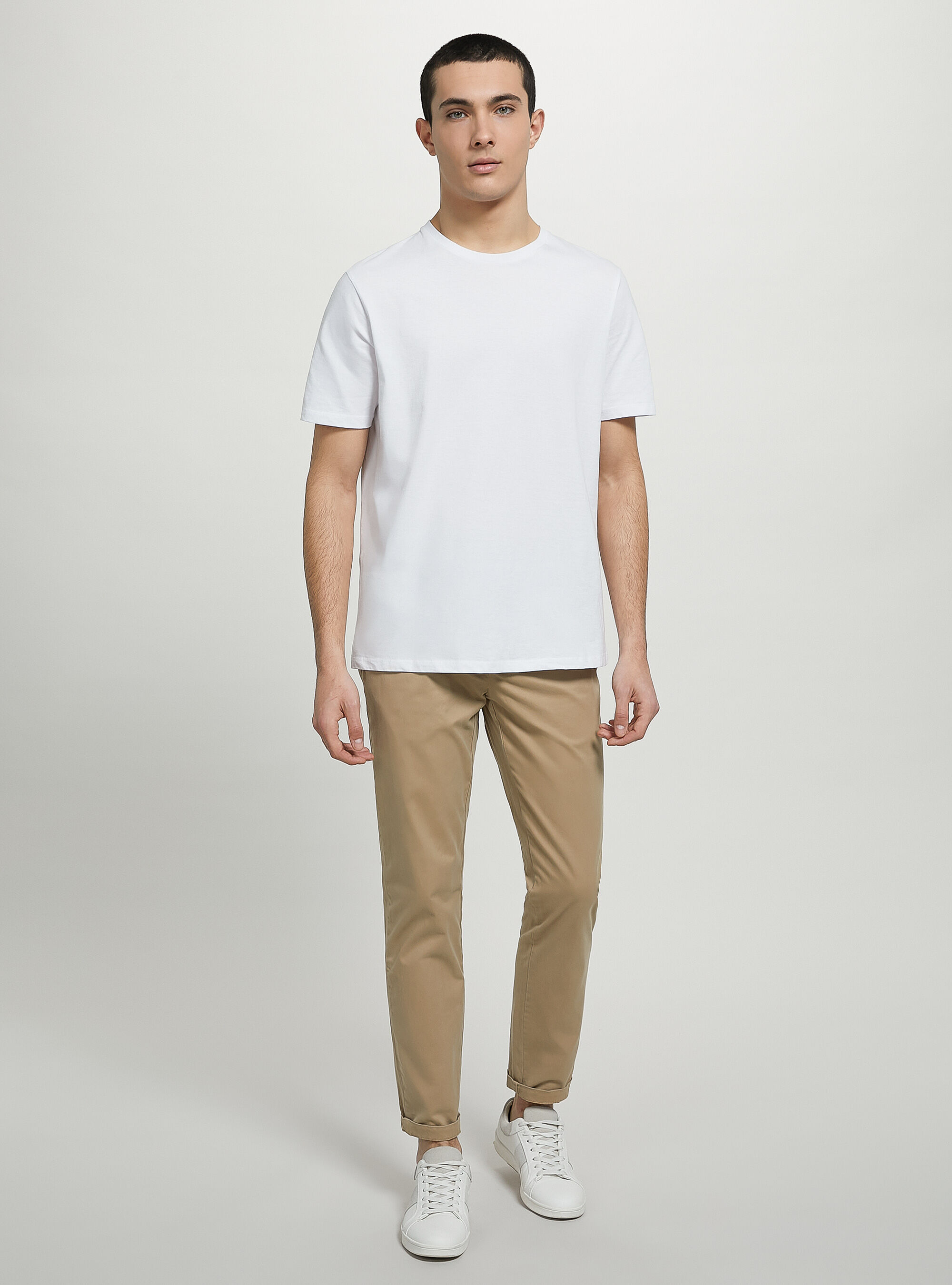 Pantaloni chinos twill stretch in cotone