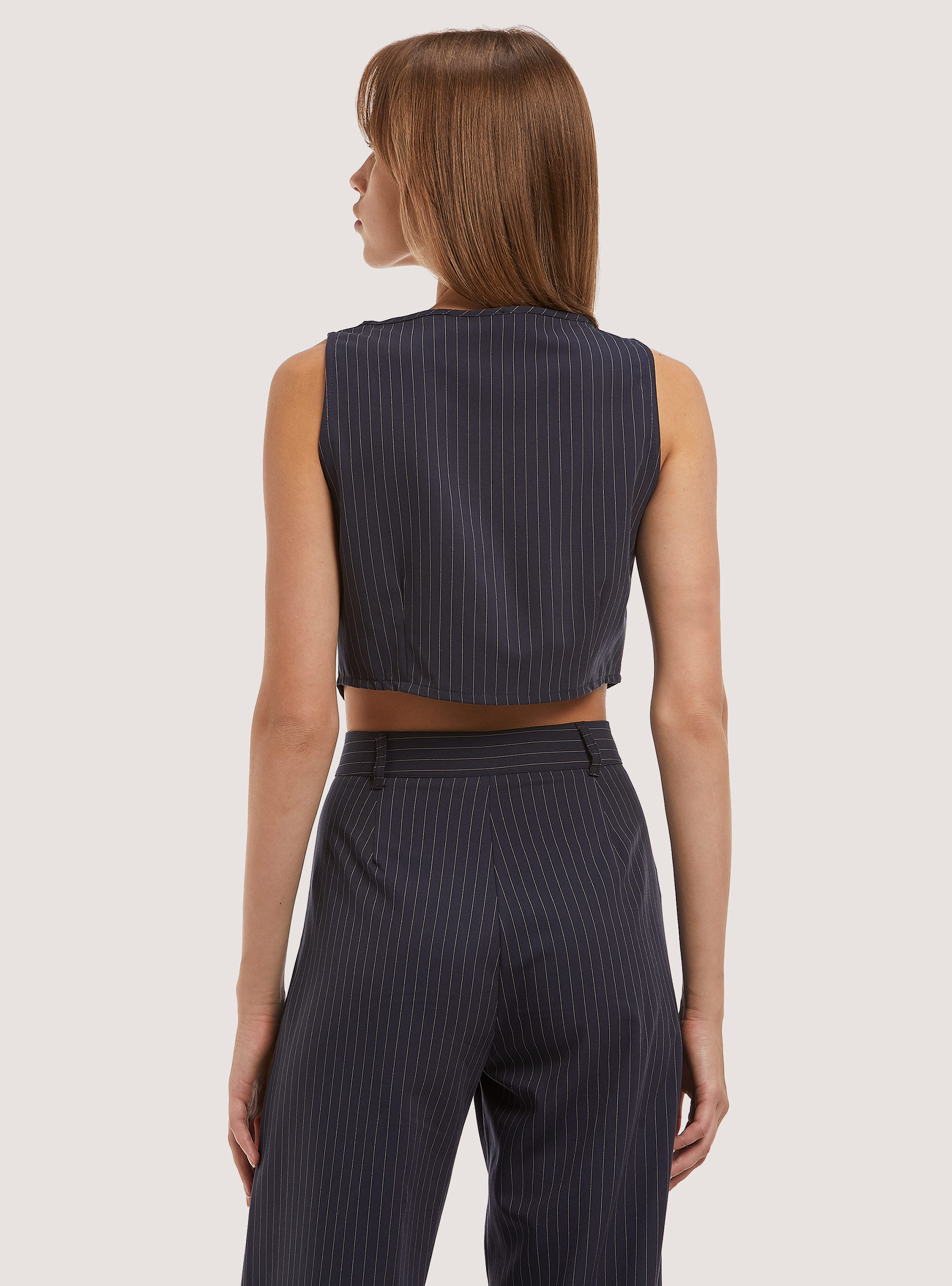 Gilet cropped gessato, NA1 NAVY DARK