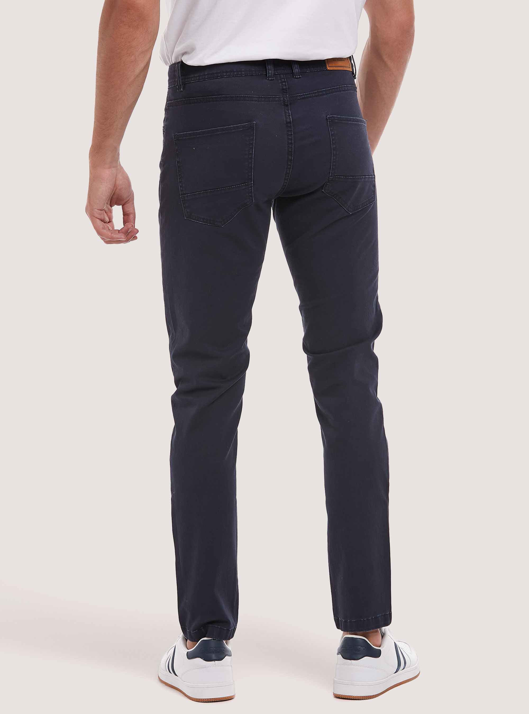 Recycled cotton skinny fit trousers, NA2 NAVY MEDIUM