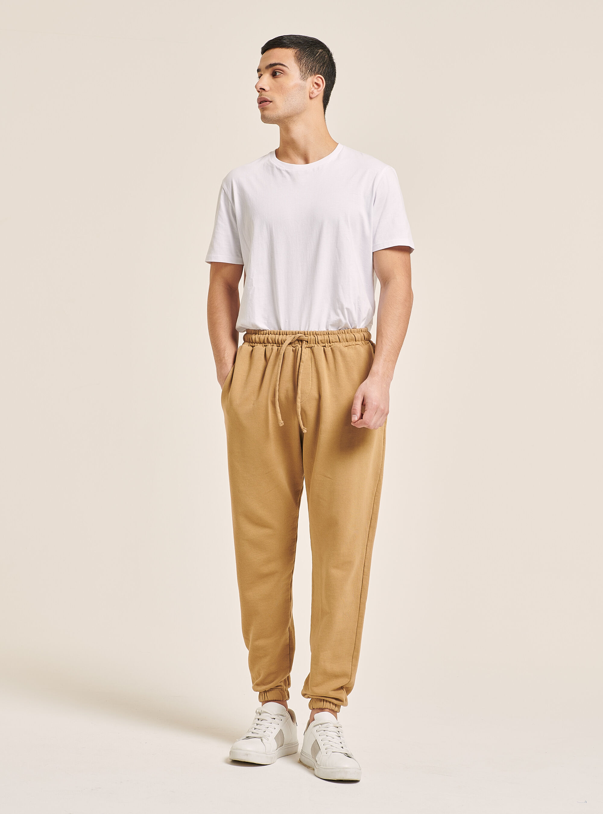 Pantaloni jogger in cotone, C5507 TOBACCO