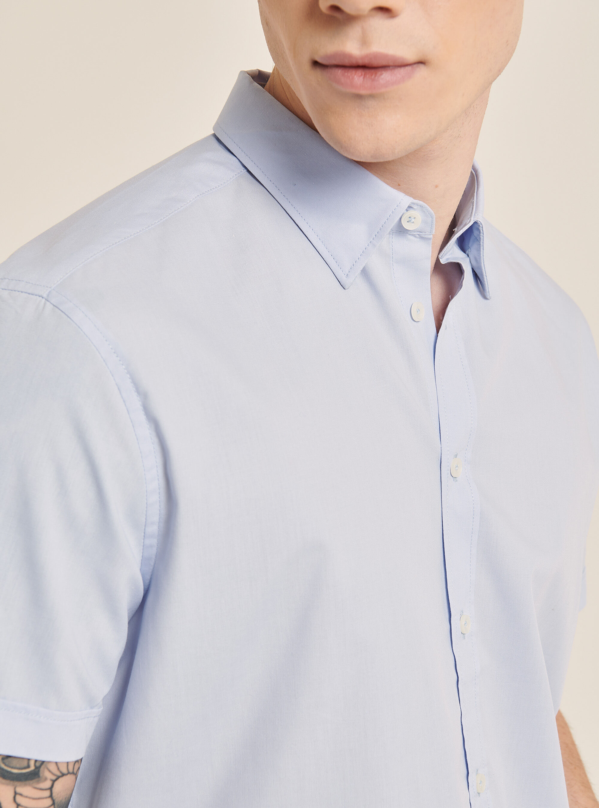 Short-sleeved shirt, AZURE