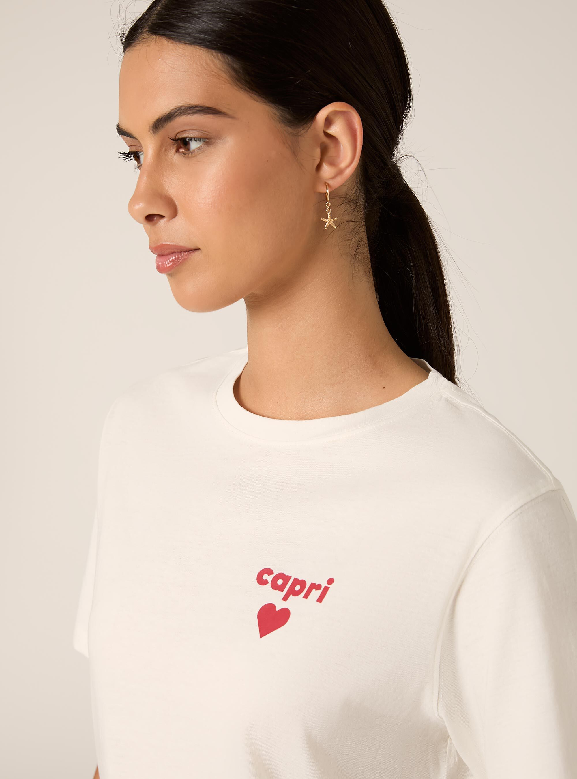 T-shirt regular con stampa capri heart, WH2 WHITE