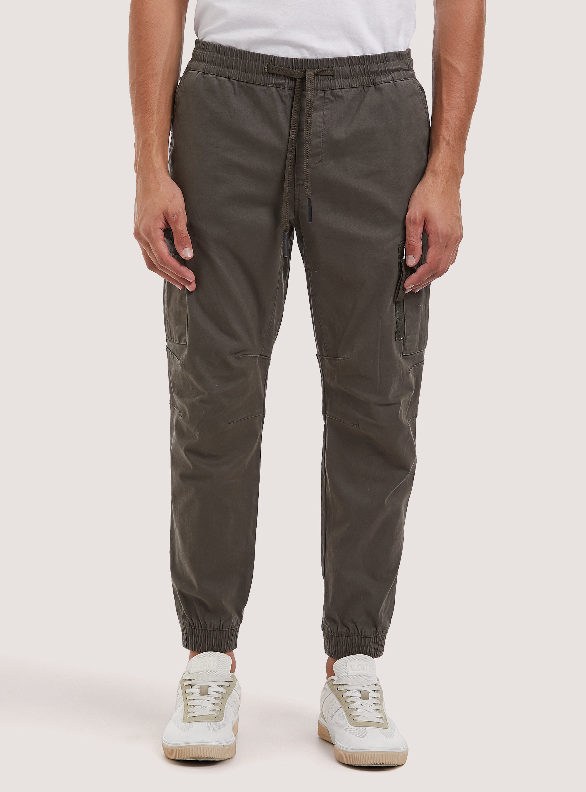 Stretch twill jogger trousers with large pockets