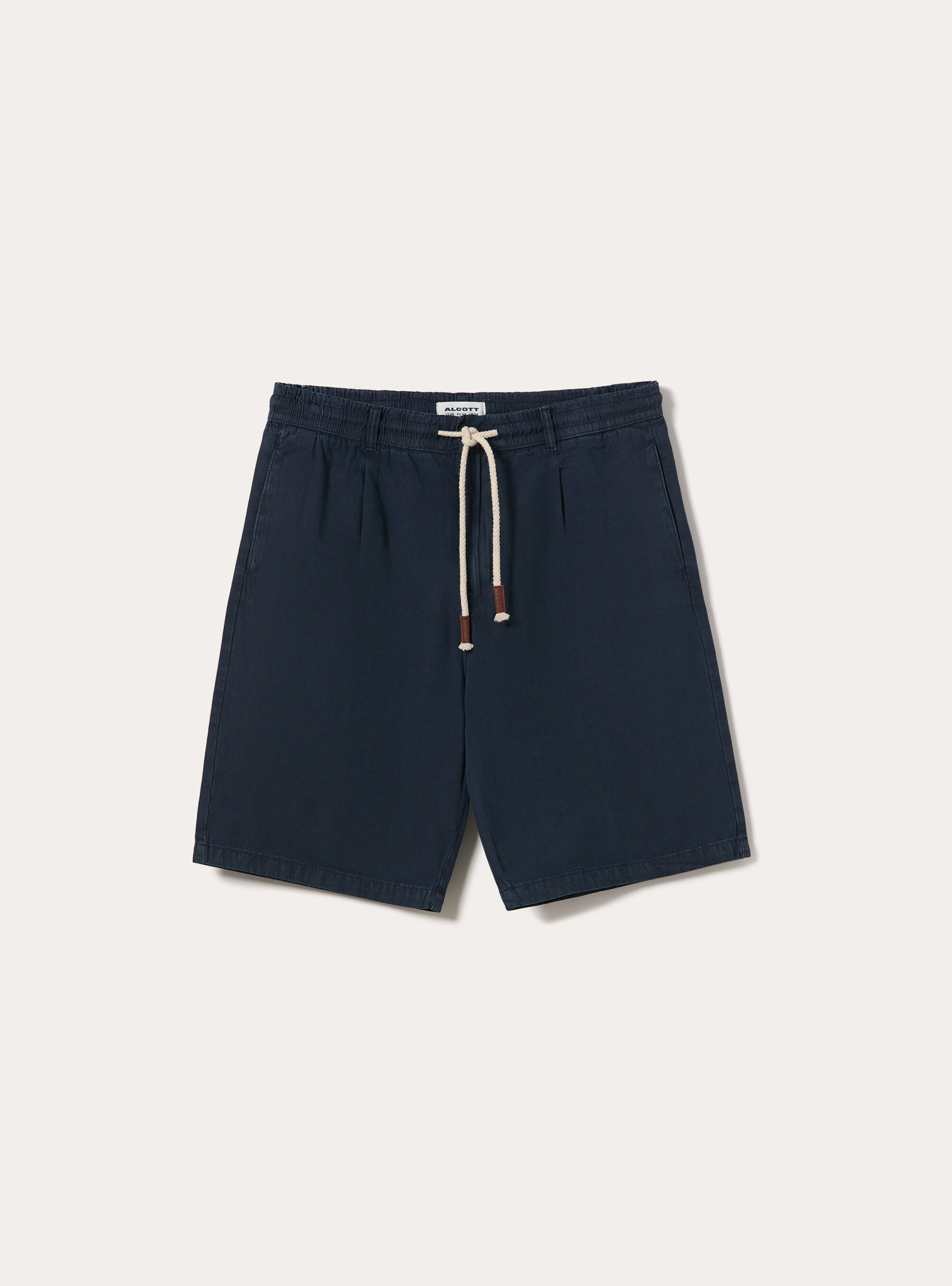 Pleated Baby Twill Drawstring Bermuda Shorts, NA2 NAVY MEDIUM