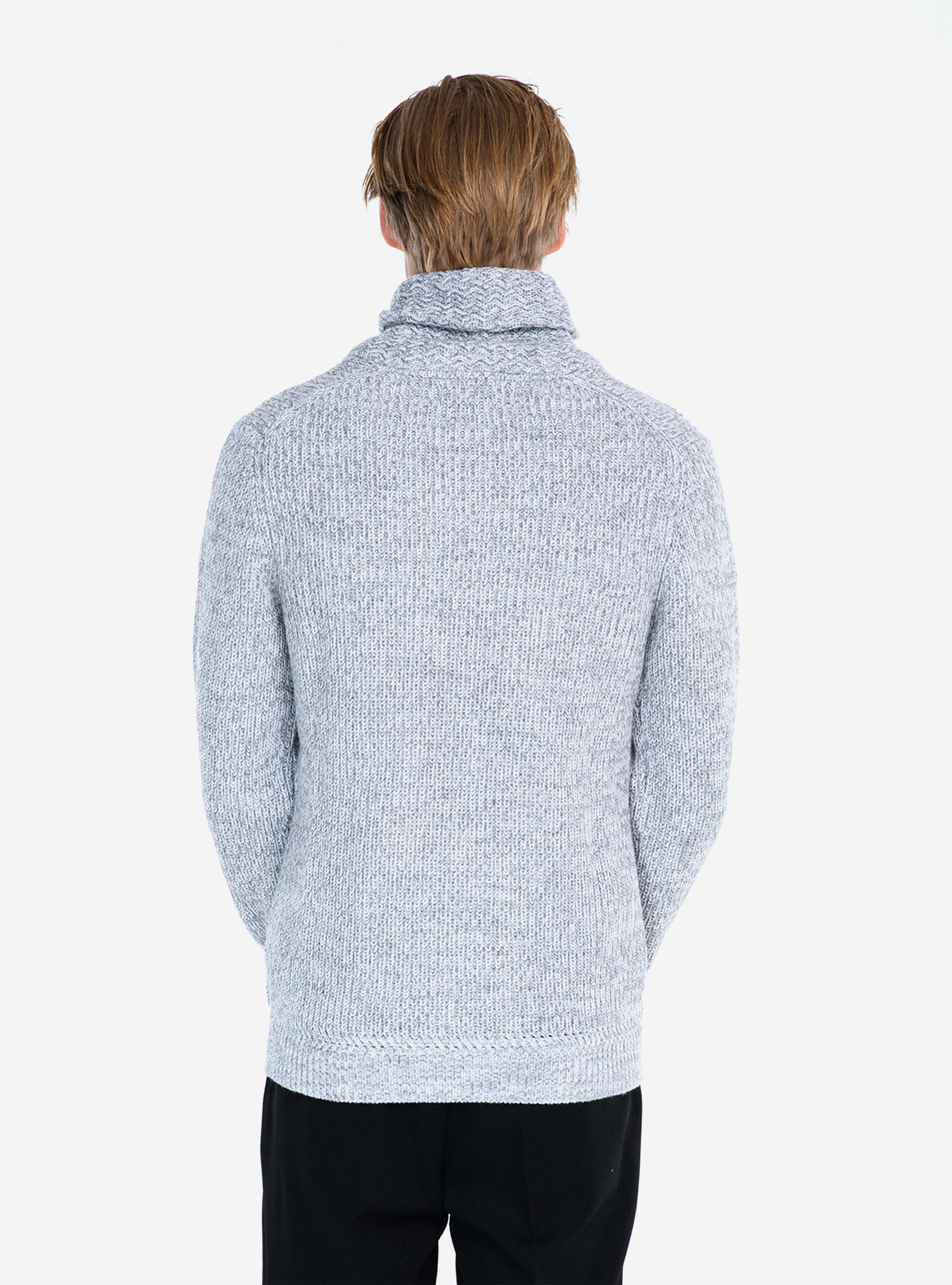 PULLOVER WITH SHAWL COLLAR, PEARL/OFF-WHITE