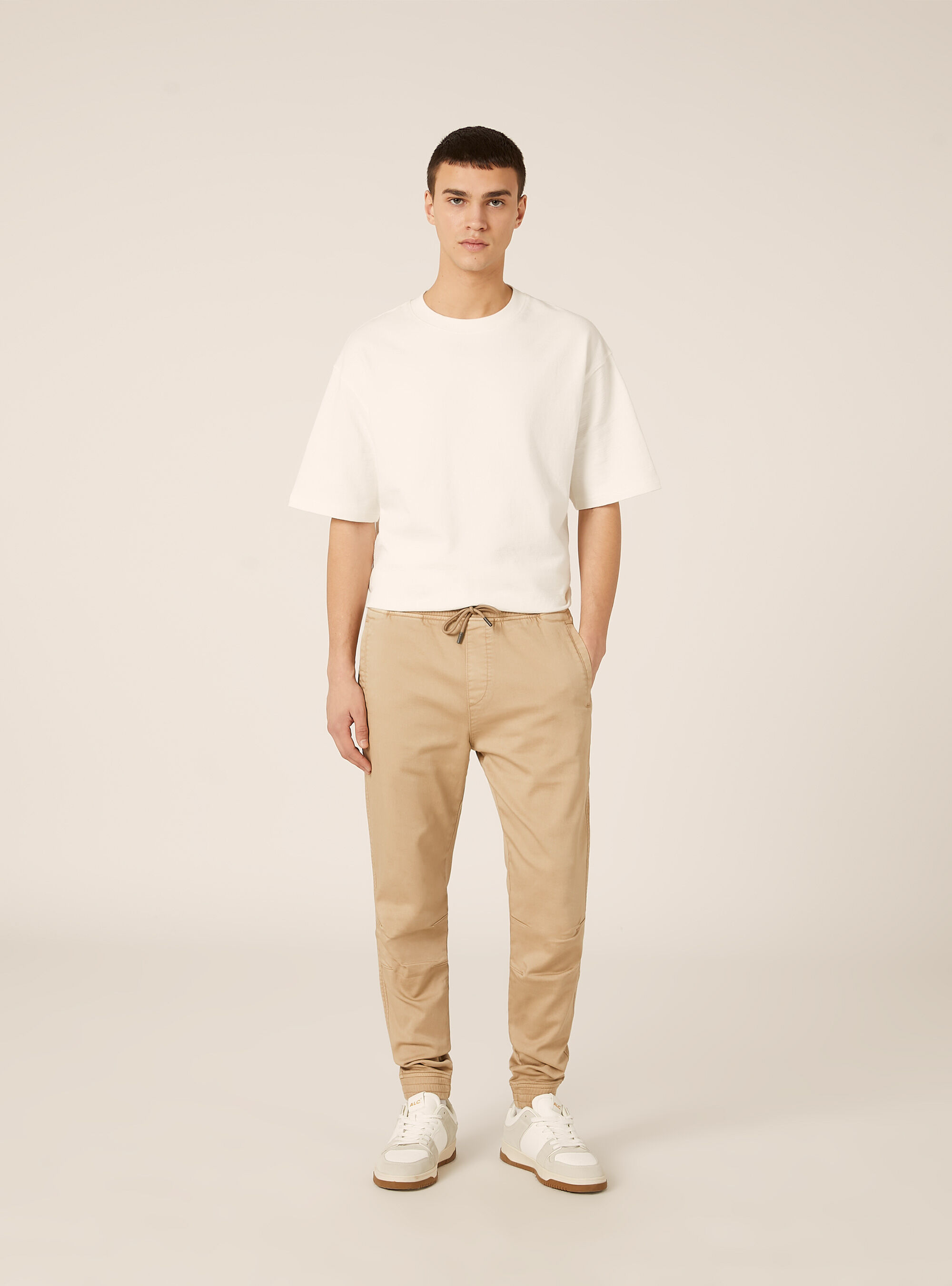 Cotton jogger trousers, BG1 BEIGE DARK