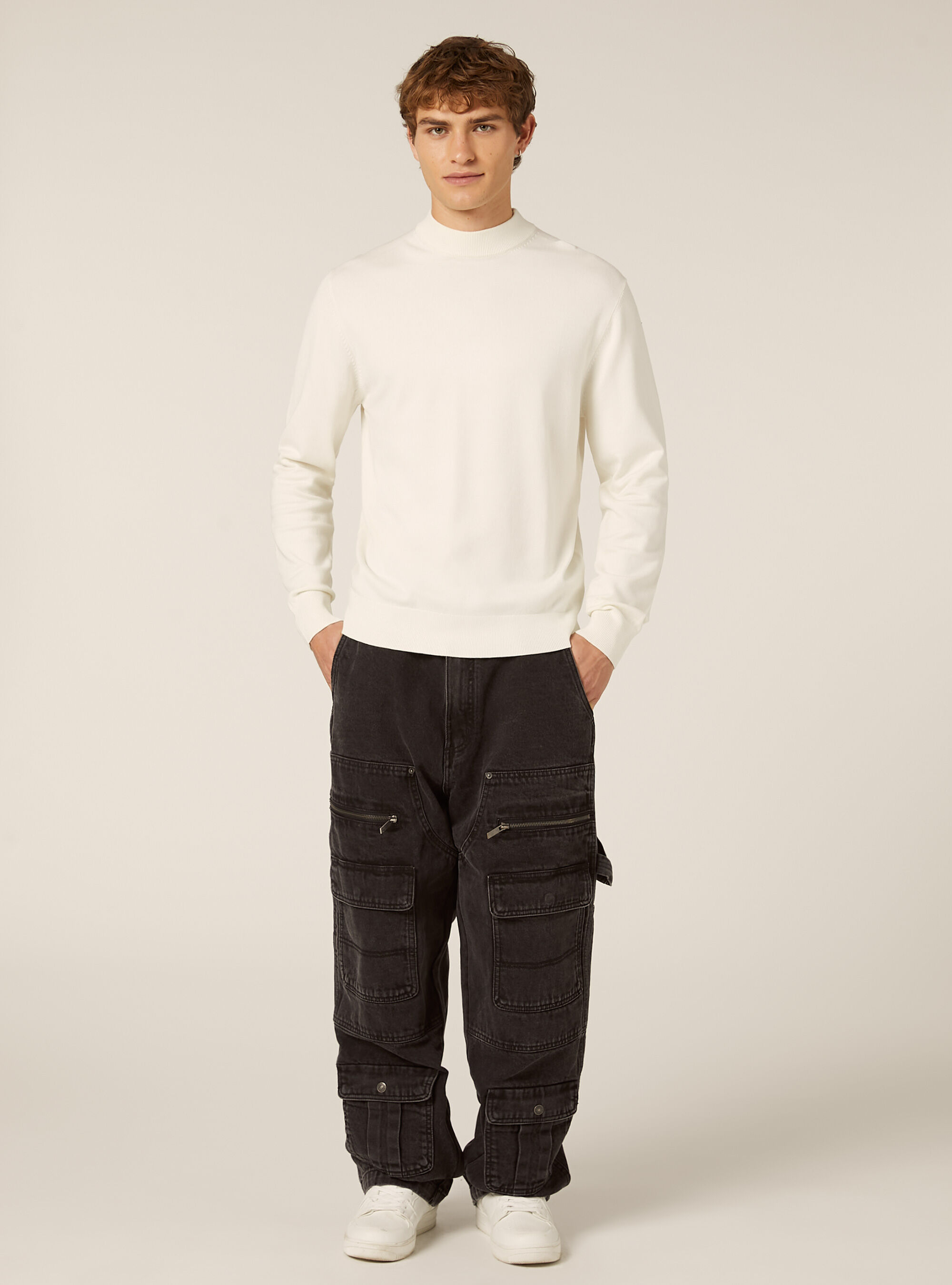 Pullover mit halbhohem Kragen, WH2 WHITE