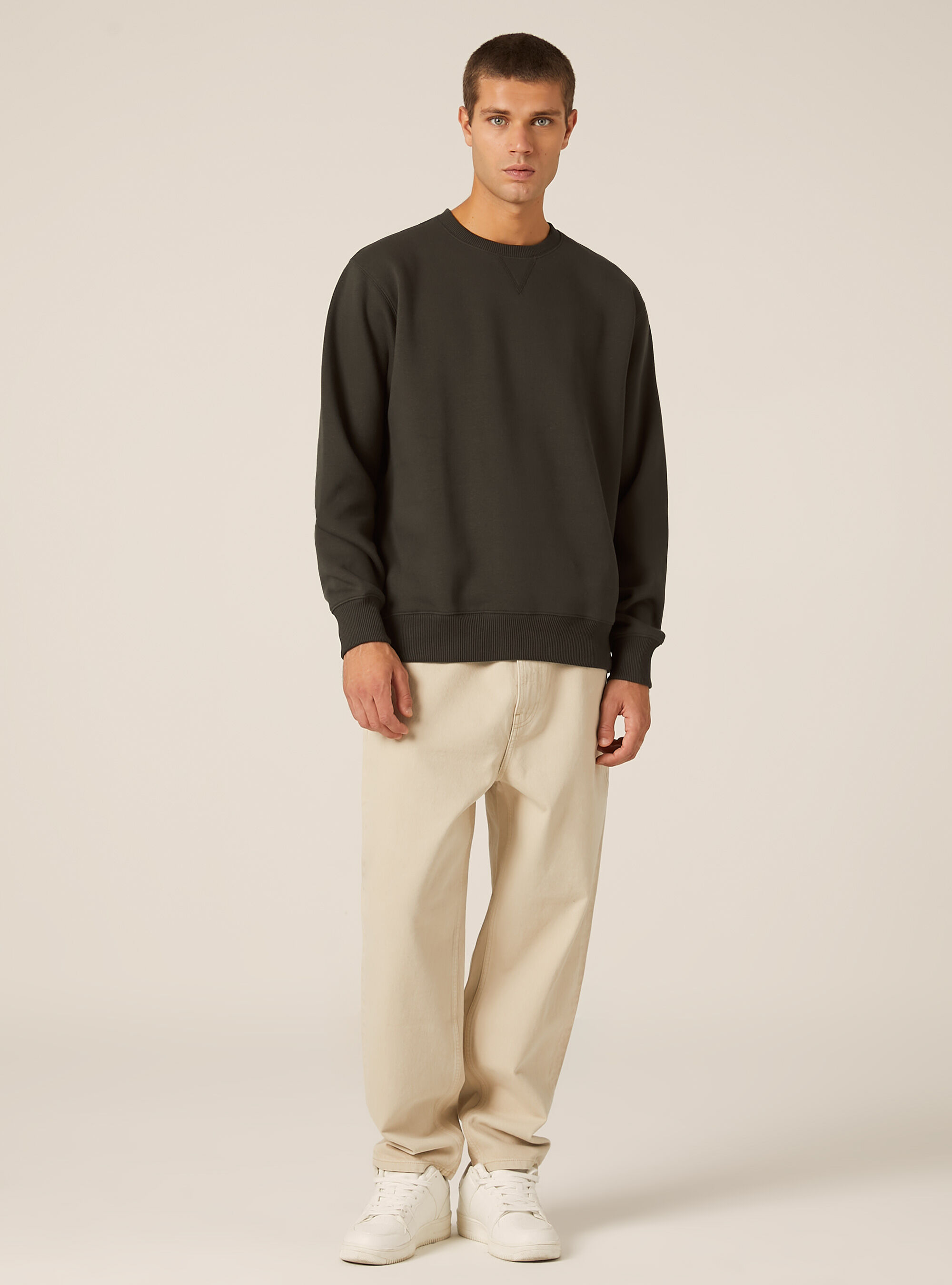 Solid color crew neck sweatshirt