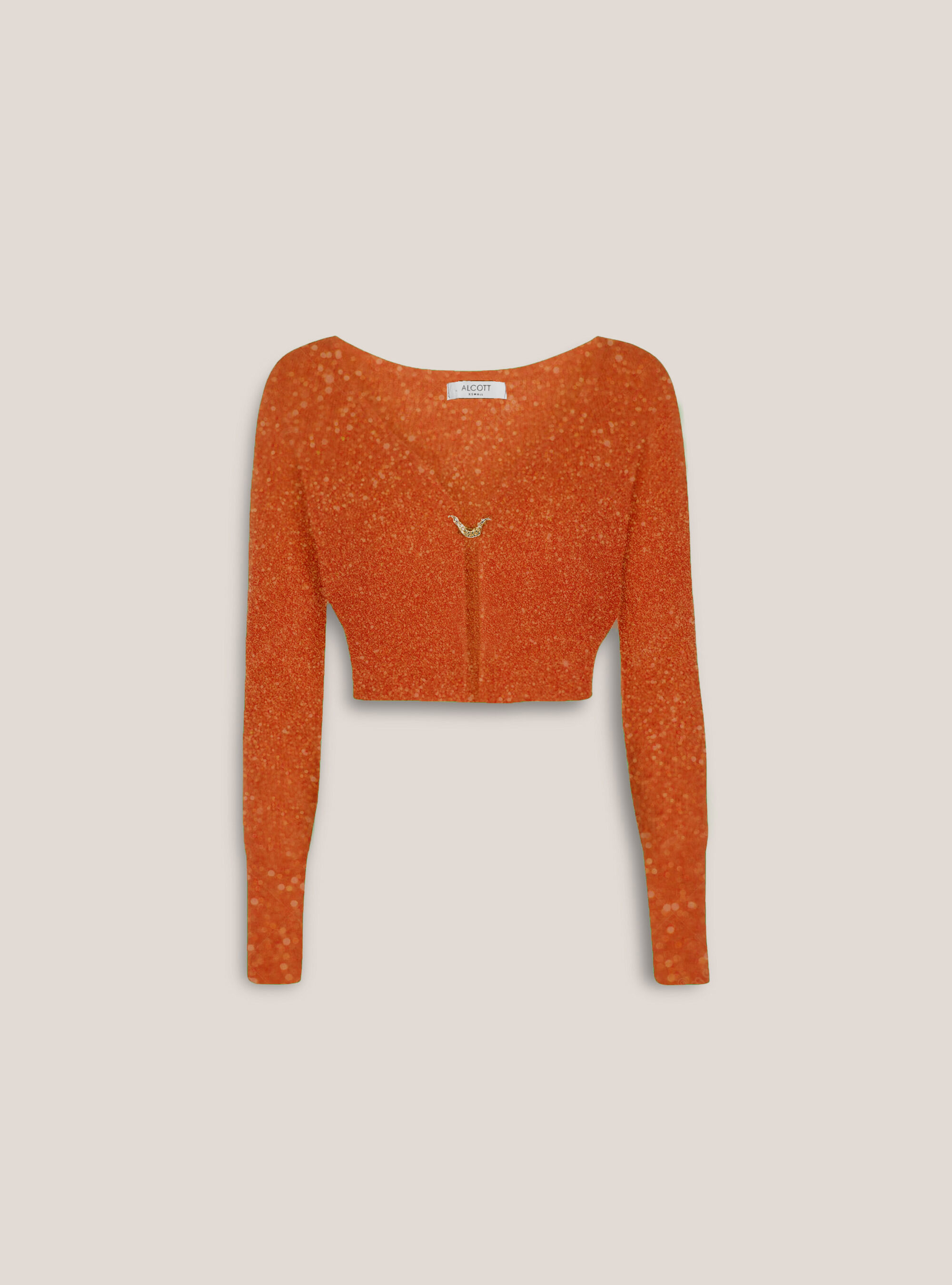 Lurex knitted cardigan pullover, OR1 DARK ORANGE