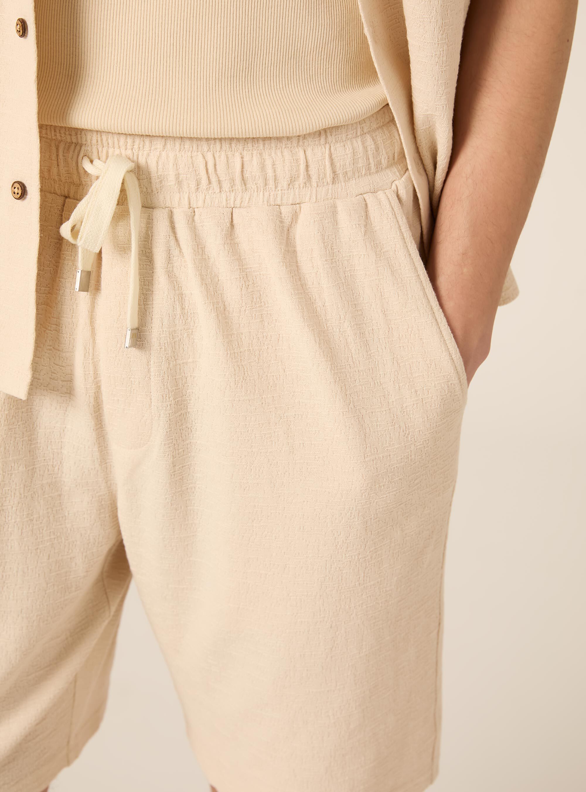 Bermuda in jersey texture regular fit, BG2 BEIGE MEDIUM