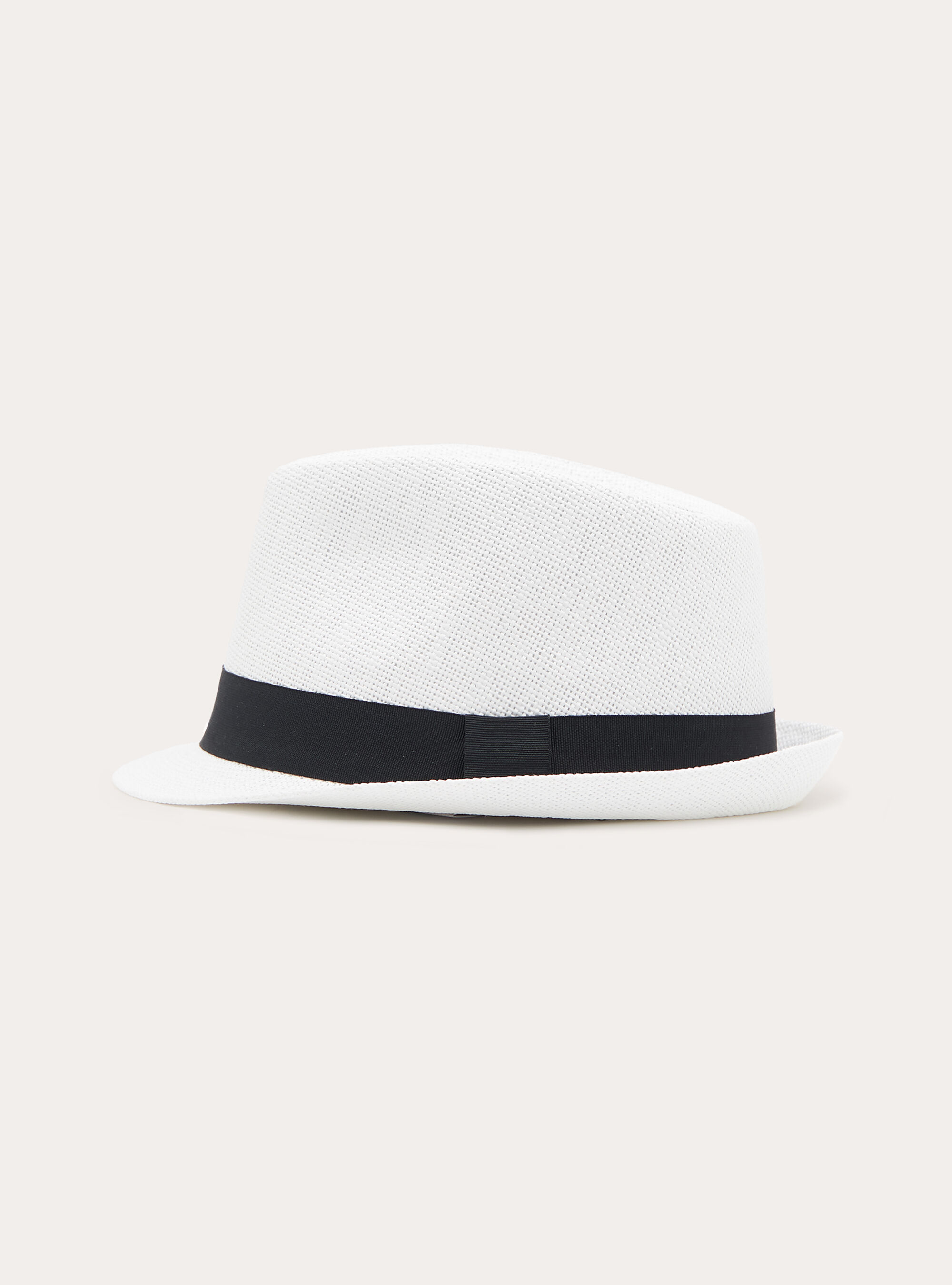 Cappello effetto rafia con banda a contrasto, WH3 WHITE
