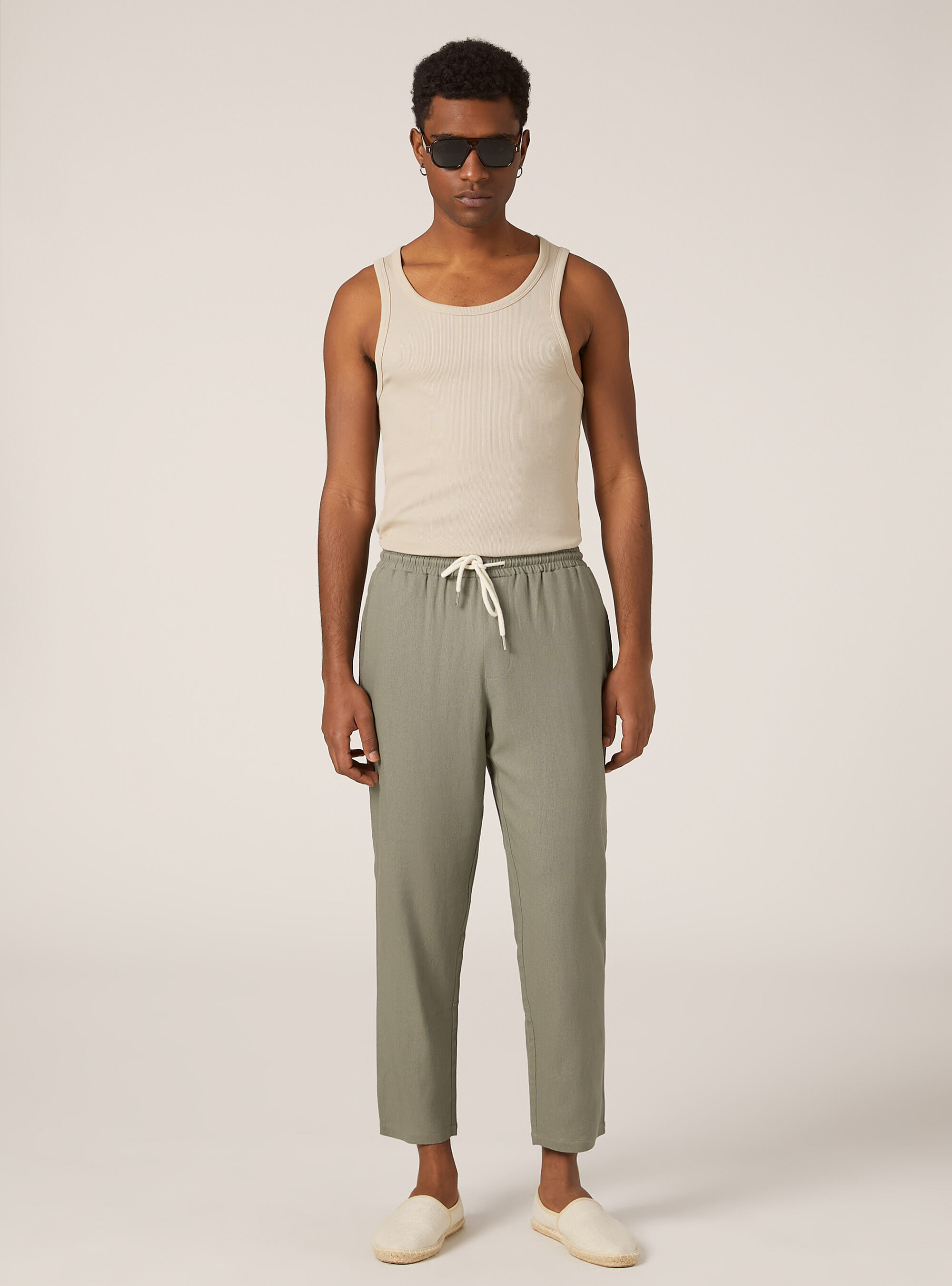 Linen blend jogger trousers, KY3 KAKY LIGHT