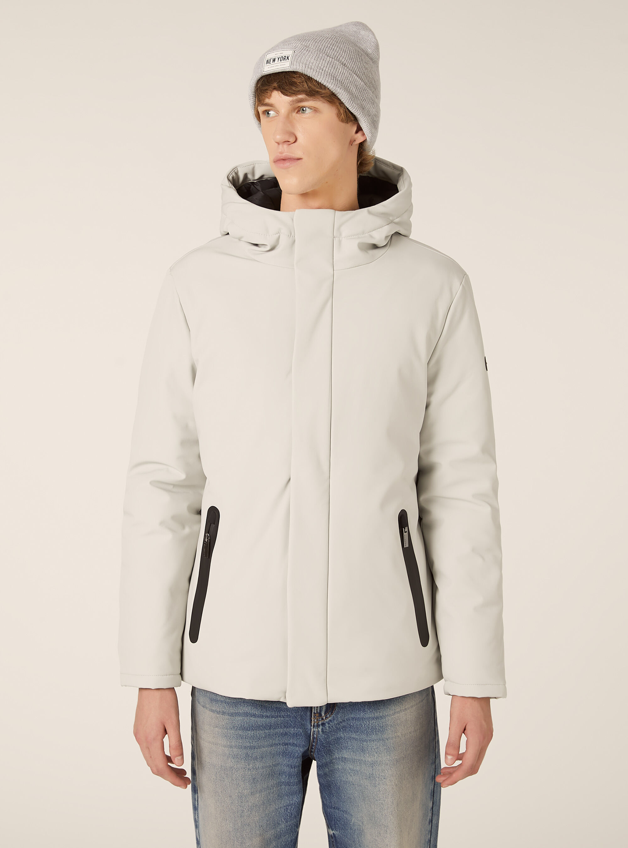 Padded technical fabric jacket, WH1 OFF WHITE