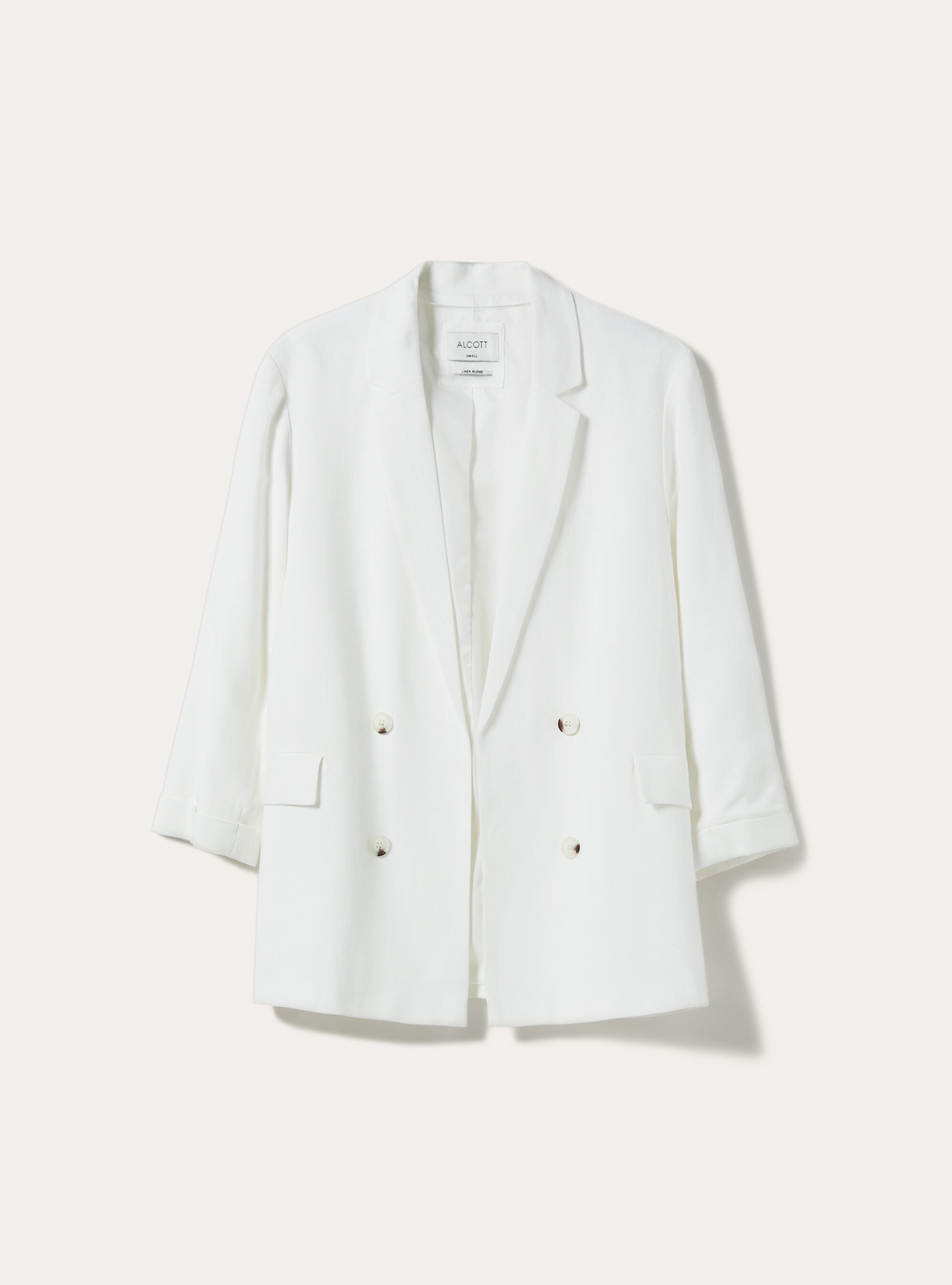 White linen double breasted blazer discount