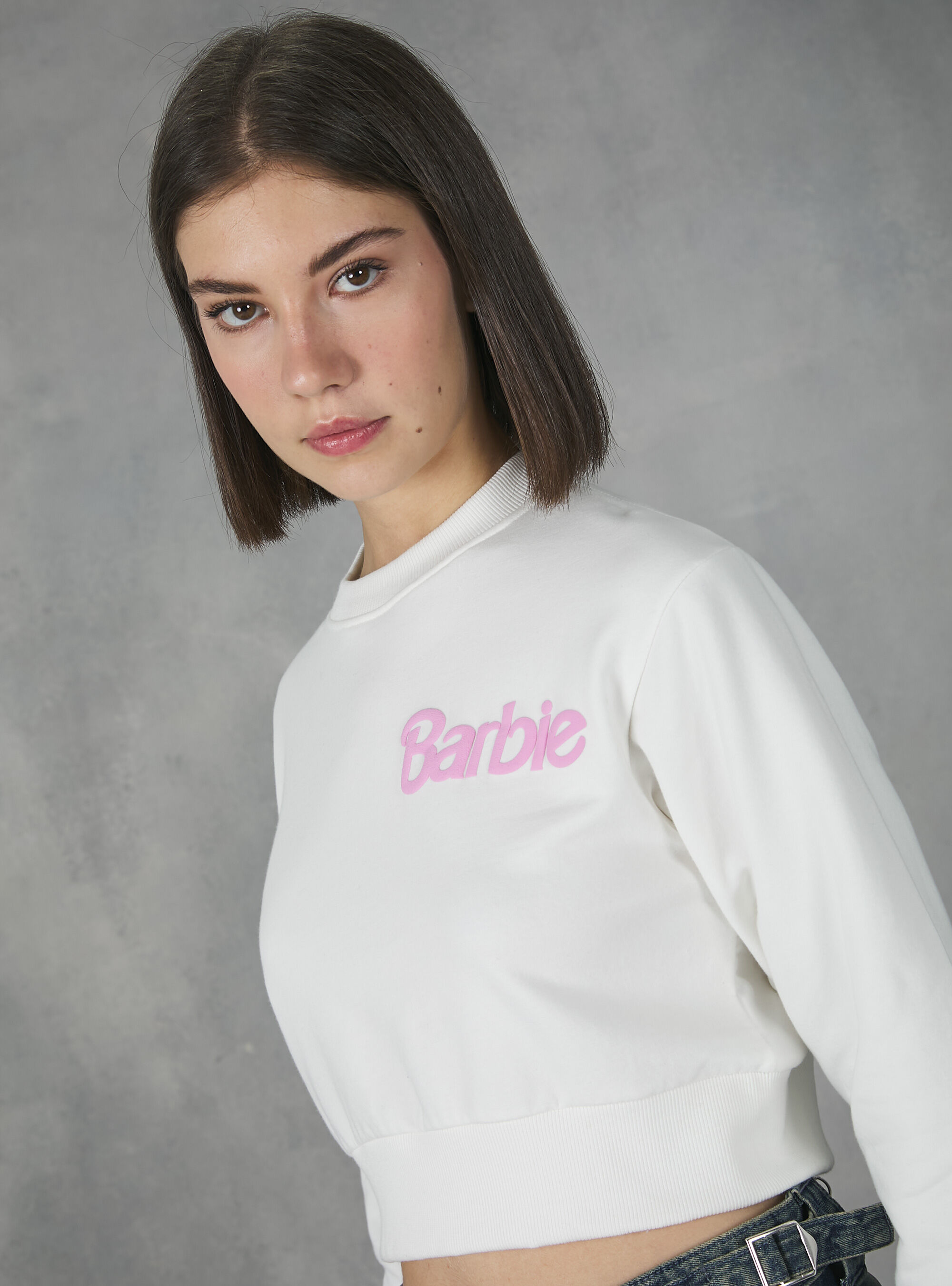 Barbie crop sweatshirt new arrivals