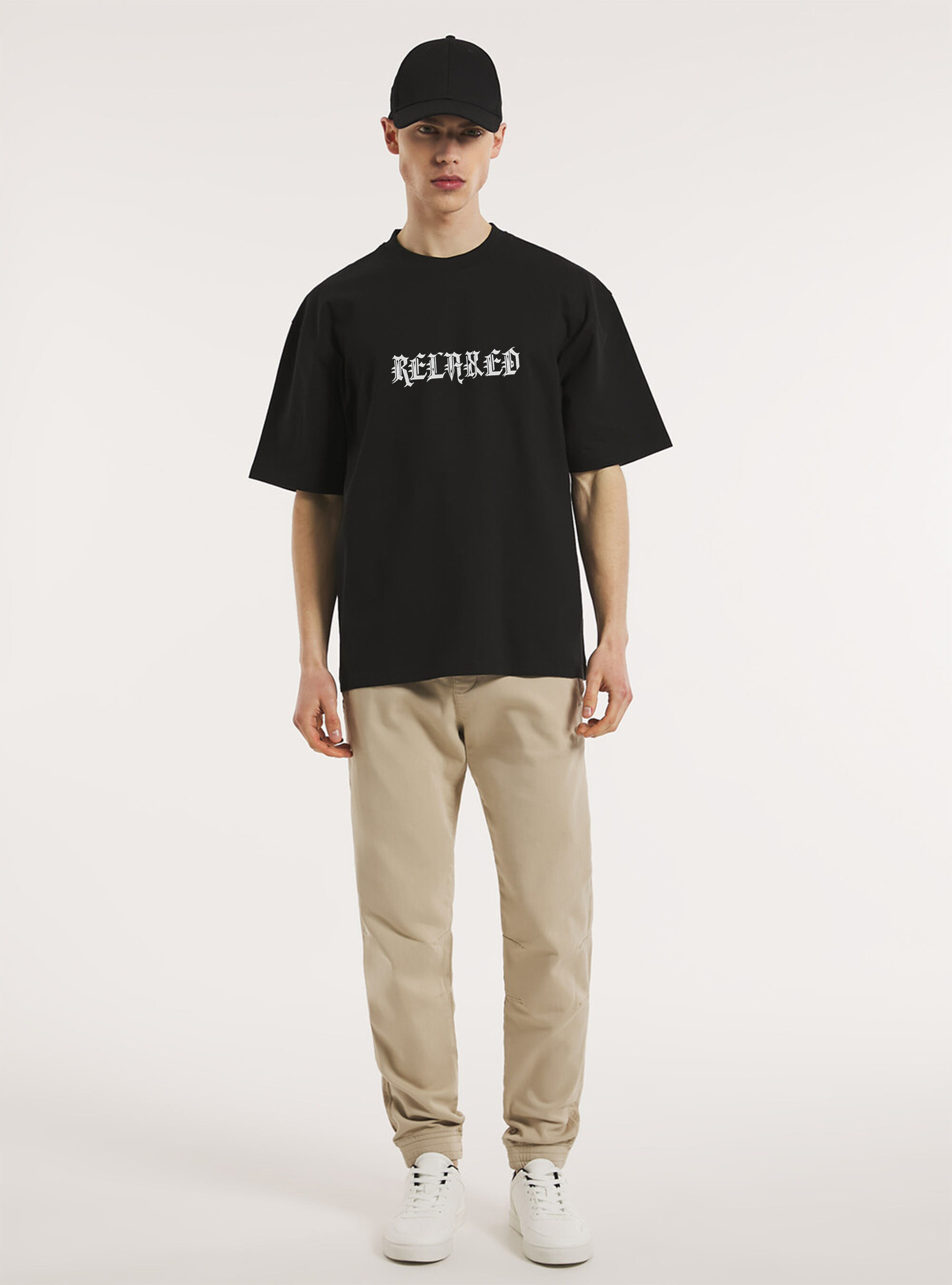 T-shirt boxy fit con stampa relaxed orso, BK1 BLACK