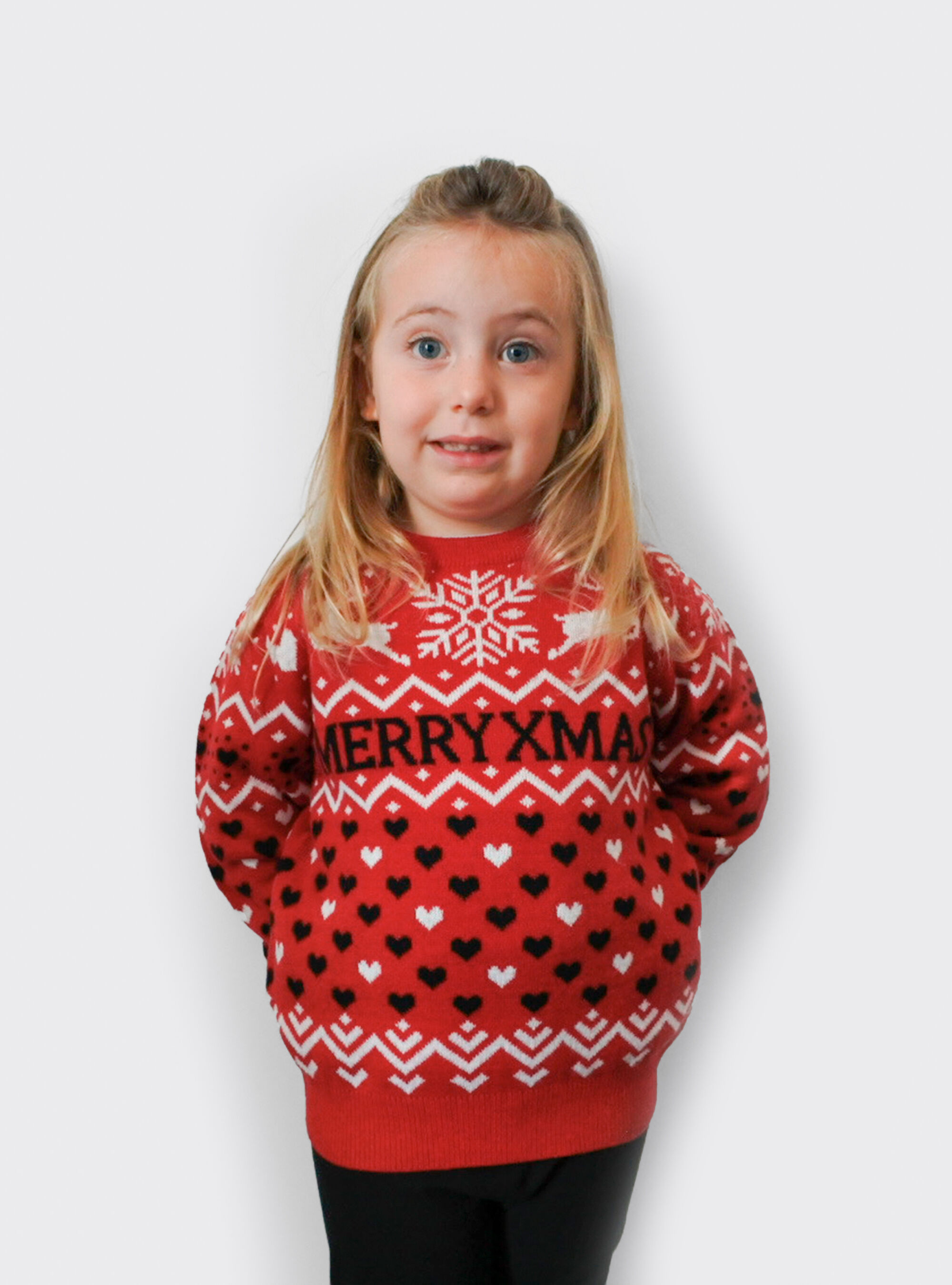 Pullover natalizio per bambino in misto lana, ROSSO