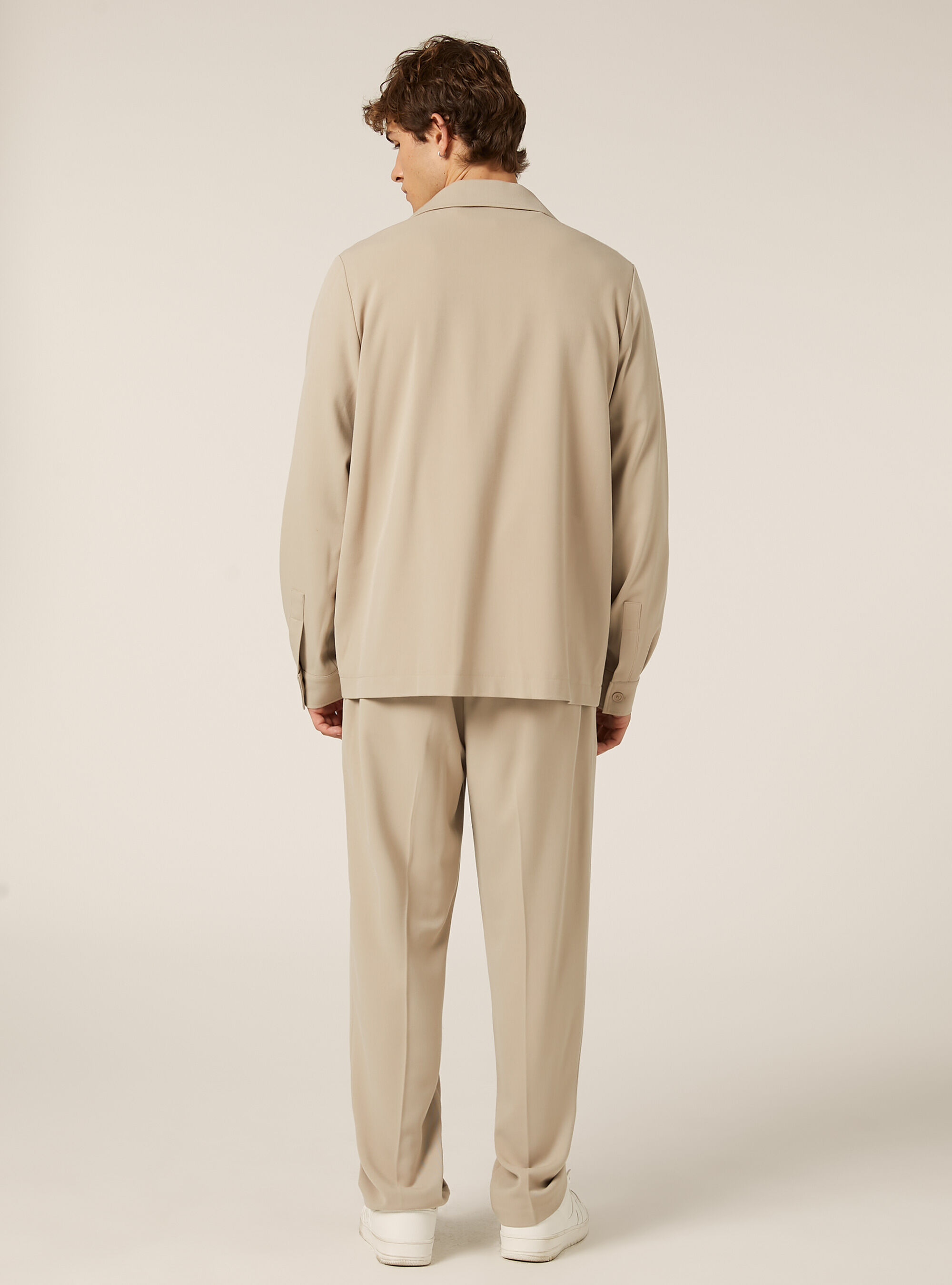 Camicia in twill con tasconi, BG1 BEIGE DARK