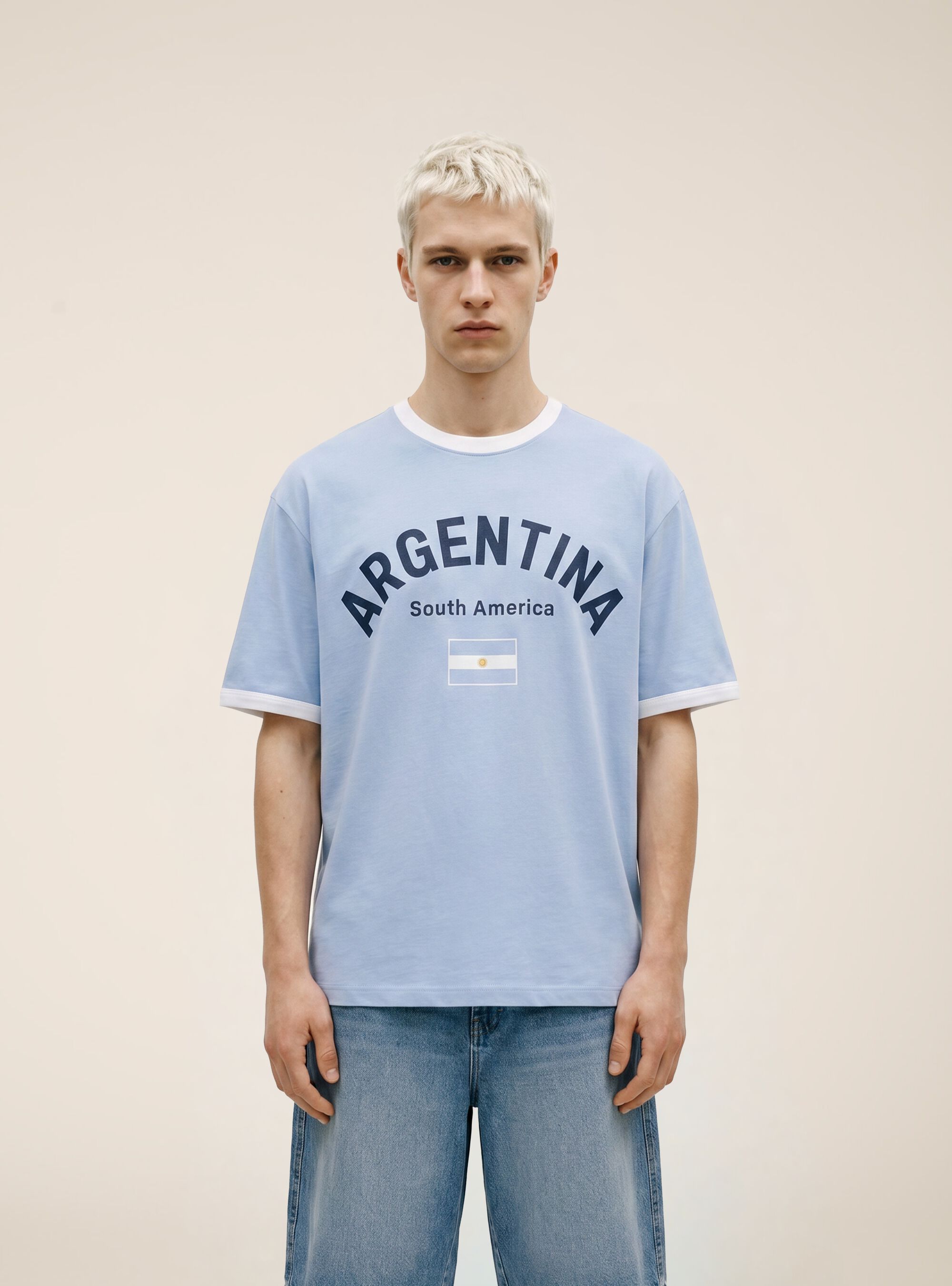 T-shirt boxy fit con stampa mondiali