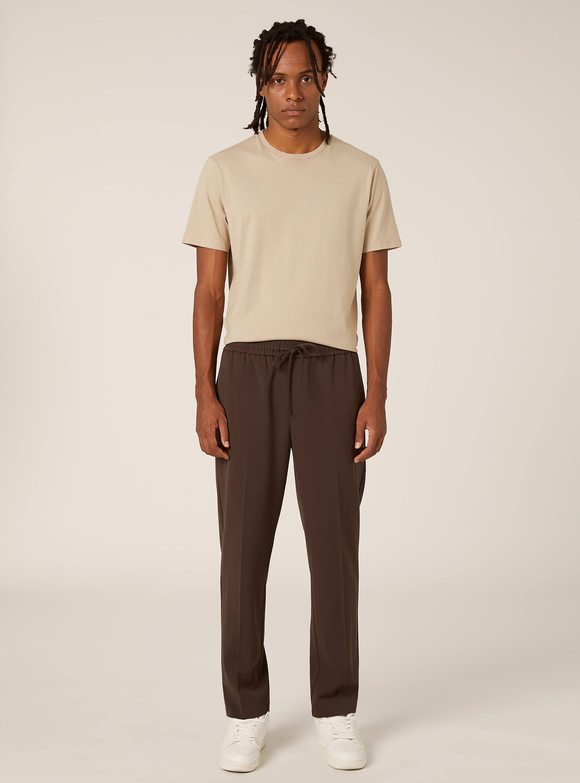 Pantalon jogger en twill, BR1 BROWN DARK