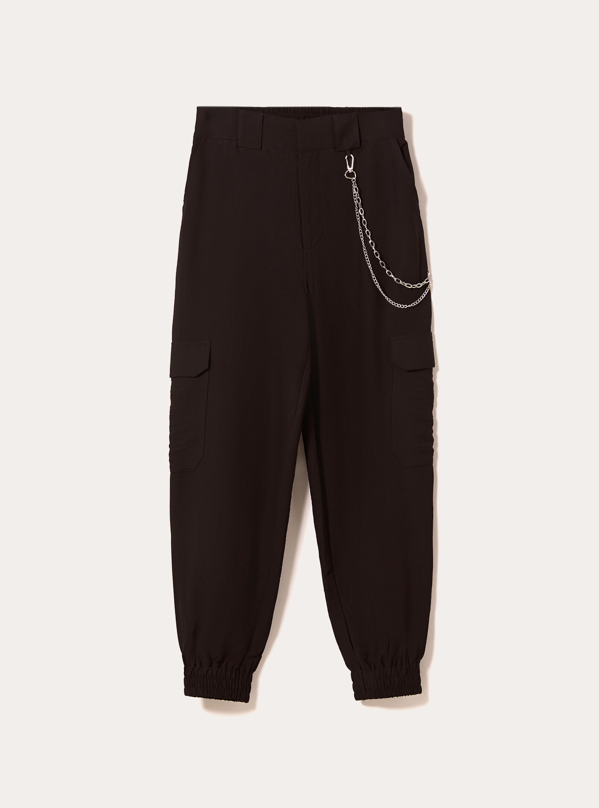 Pantaloni jogger con catena, NERO