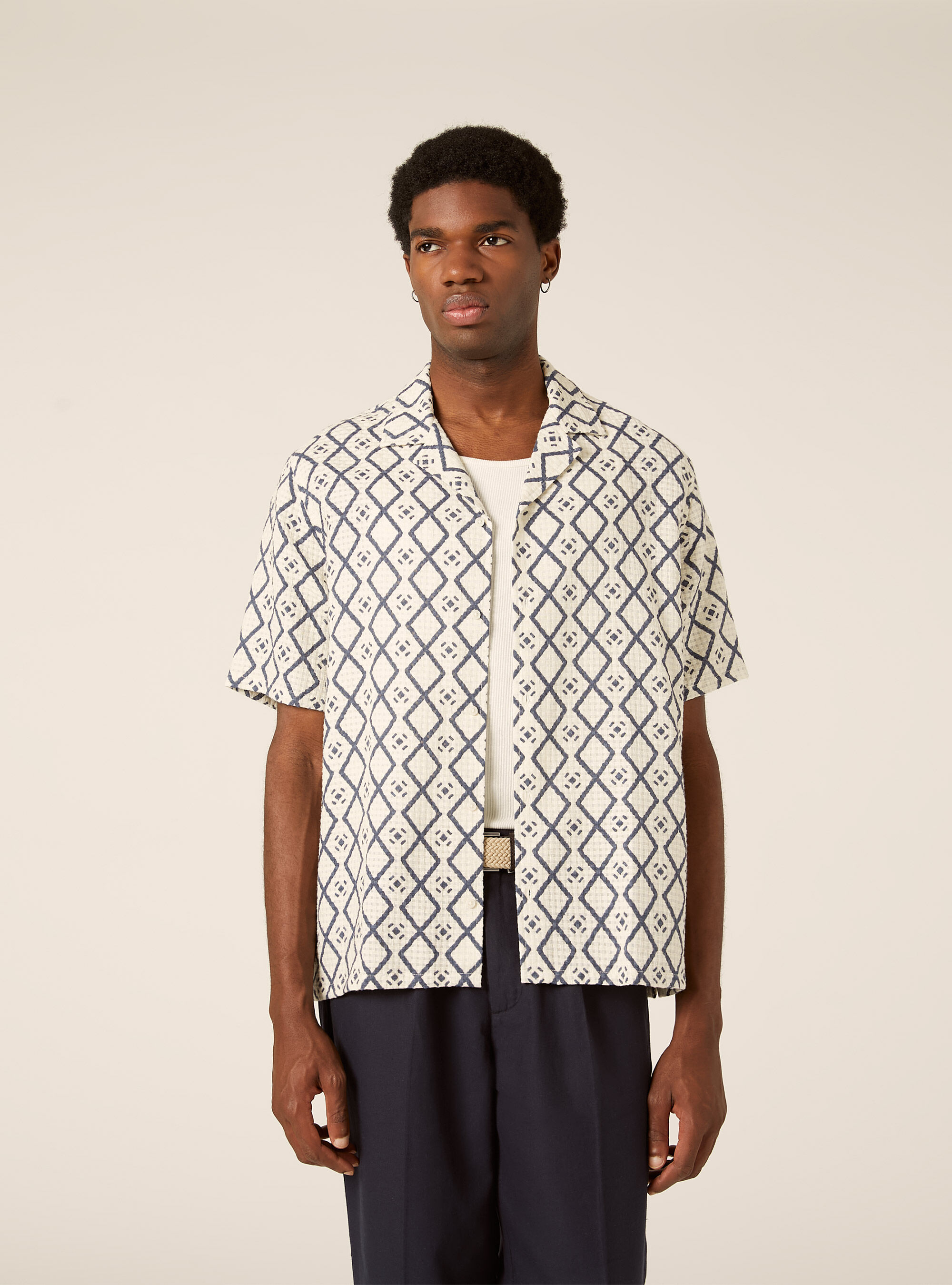 Chemise textur&eacute;e imprim&eacute;e boxy fit