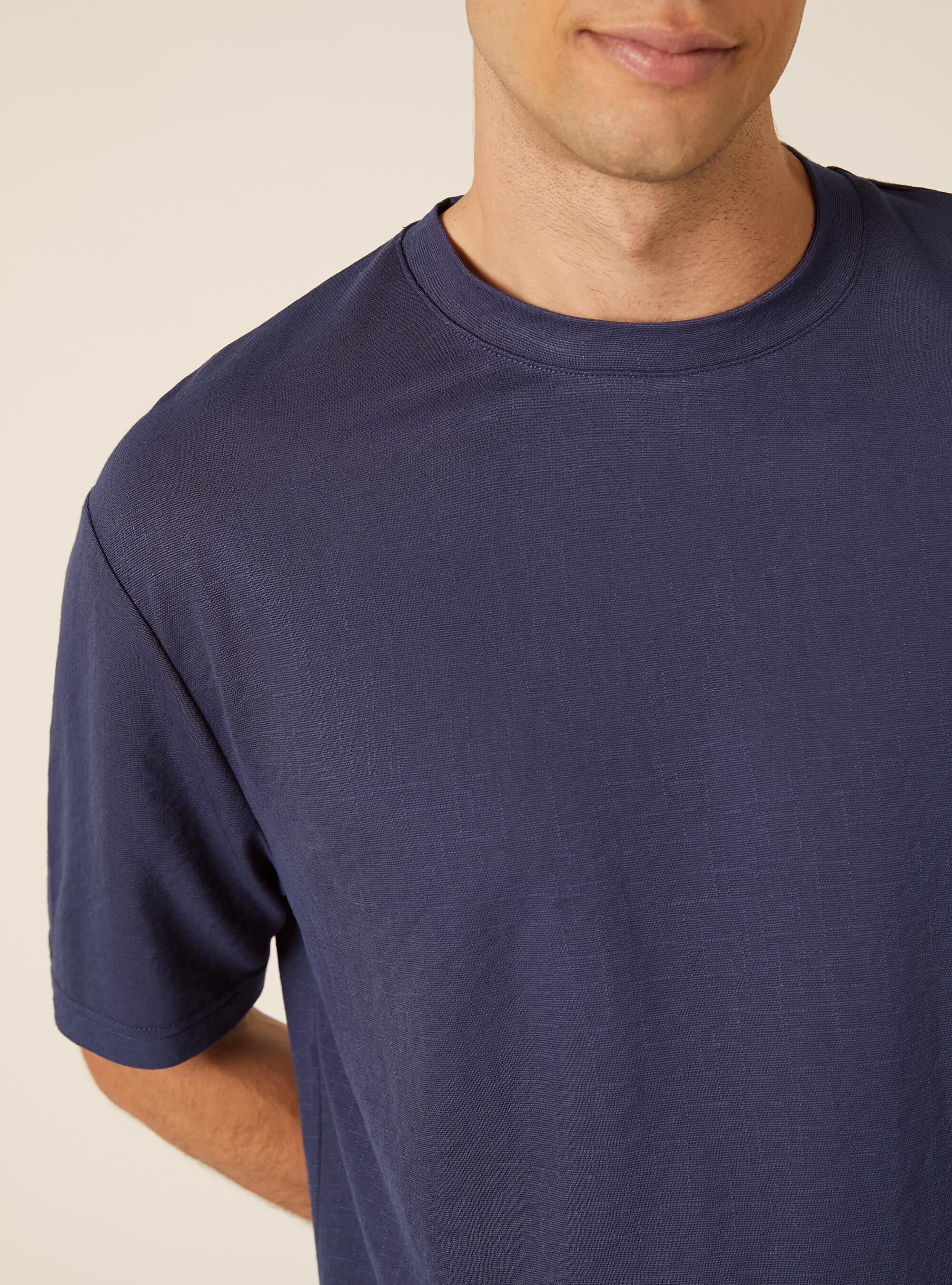 Boxy Fit Textured T-Shirt, BL2 BLUE MEDIUM