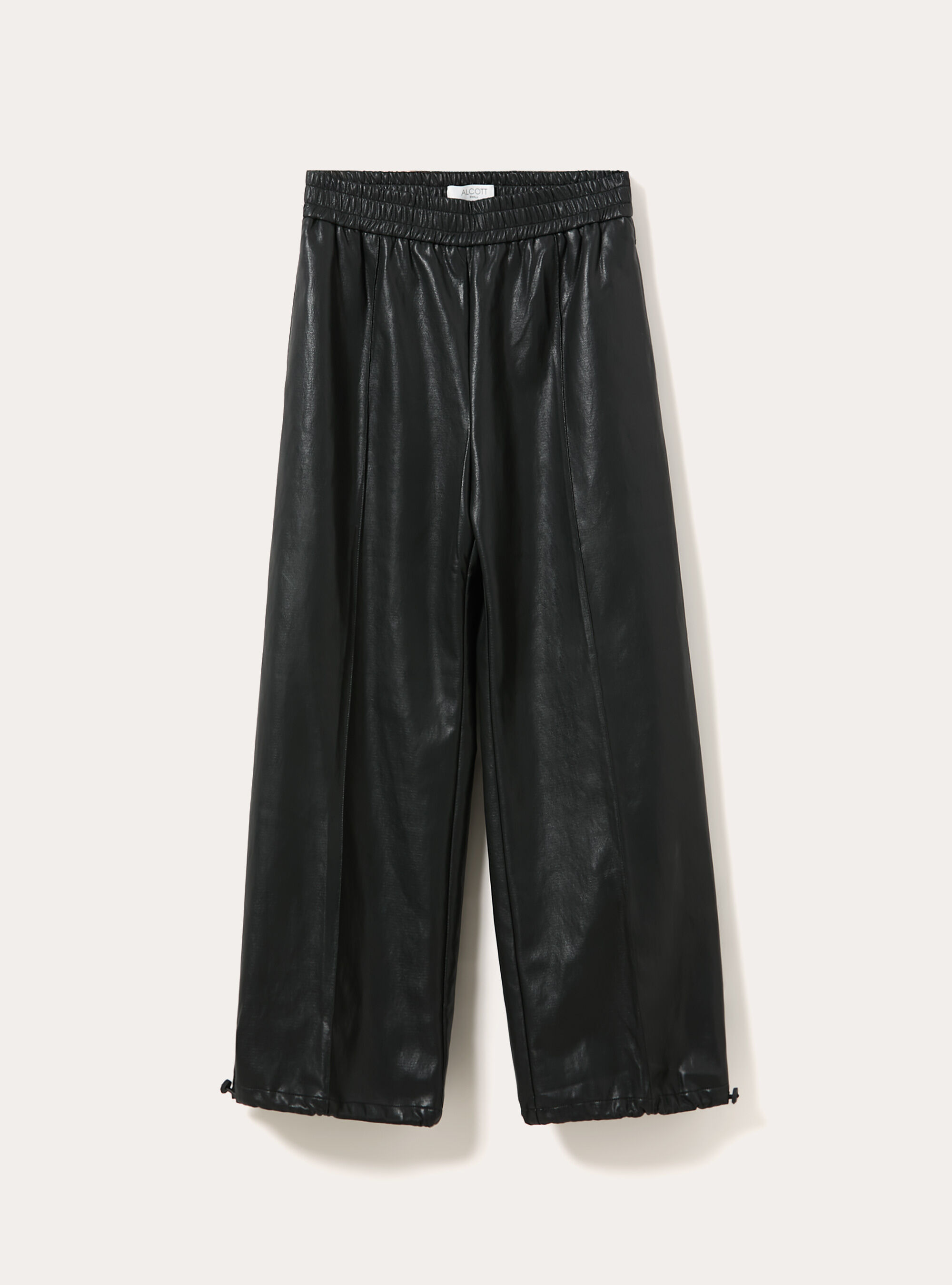 Faux leather jogger trousers with elasticated cuffs, BK1 BLACK