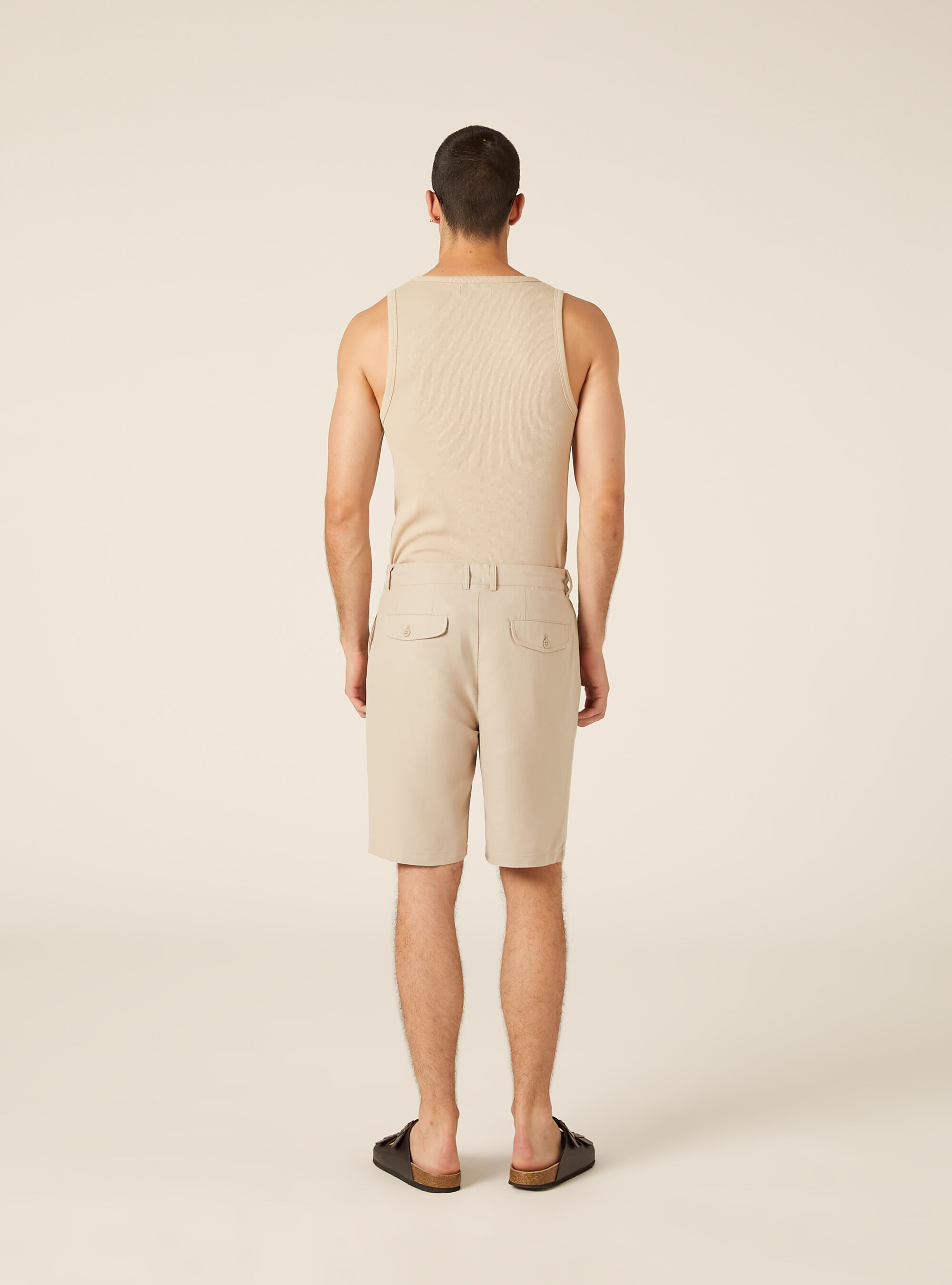 Bermuda basico una pince in misto lino, BG2 BEIGE MEDIUM