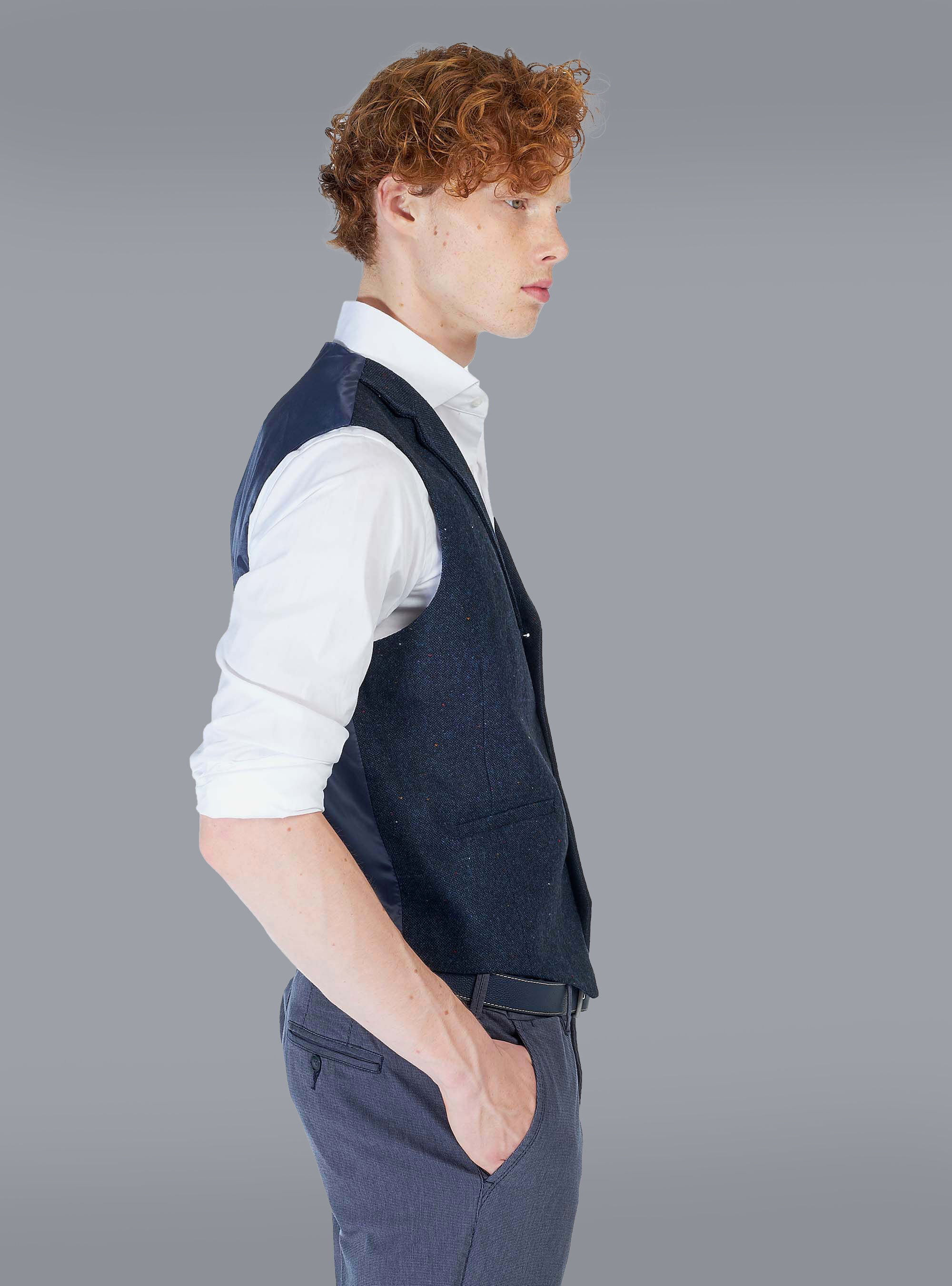 Gilet in tessuto boucle, BLU