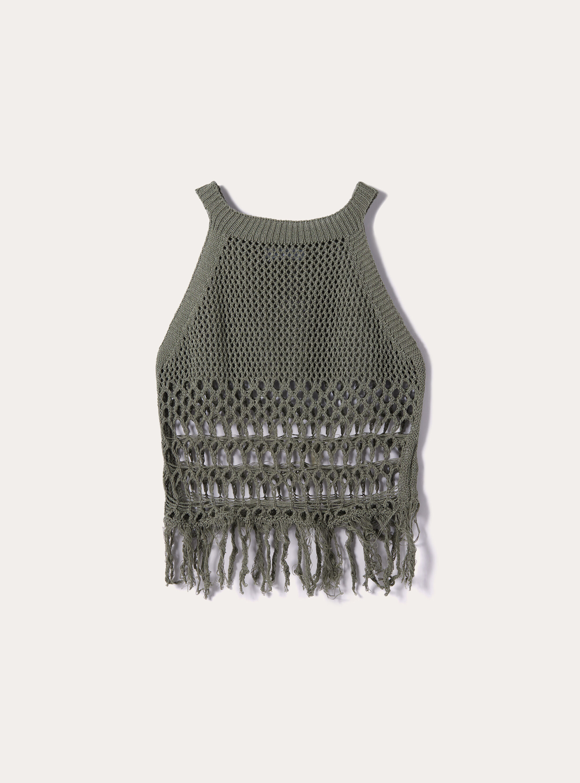 Crochet top with fringes, KY2 KAKY MEDIUM