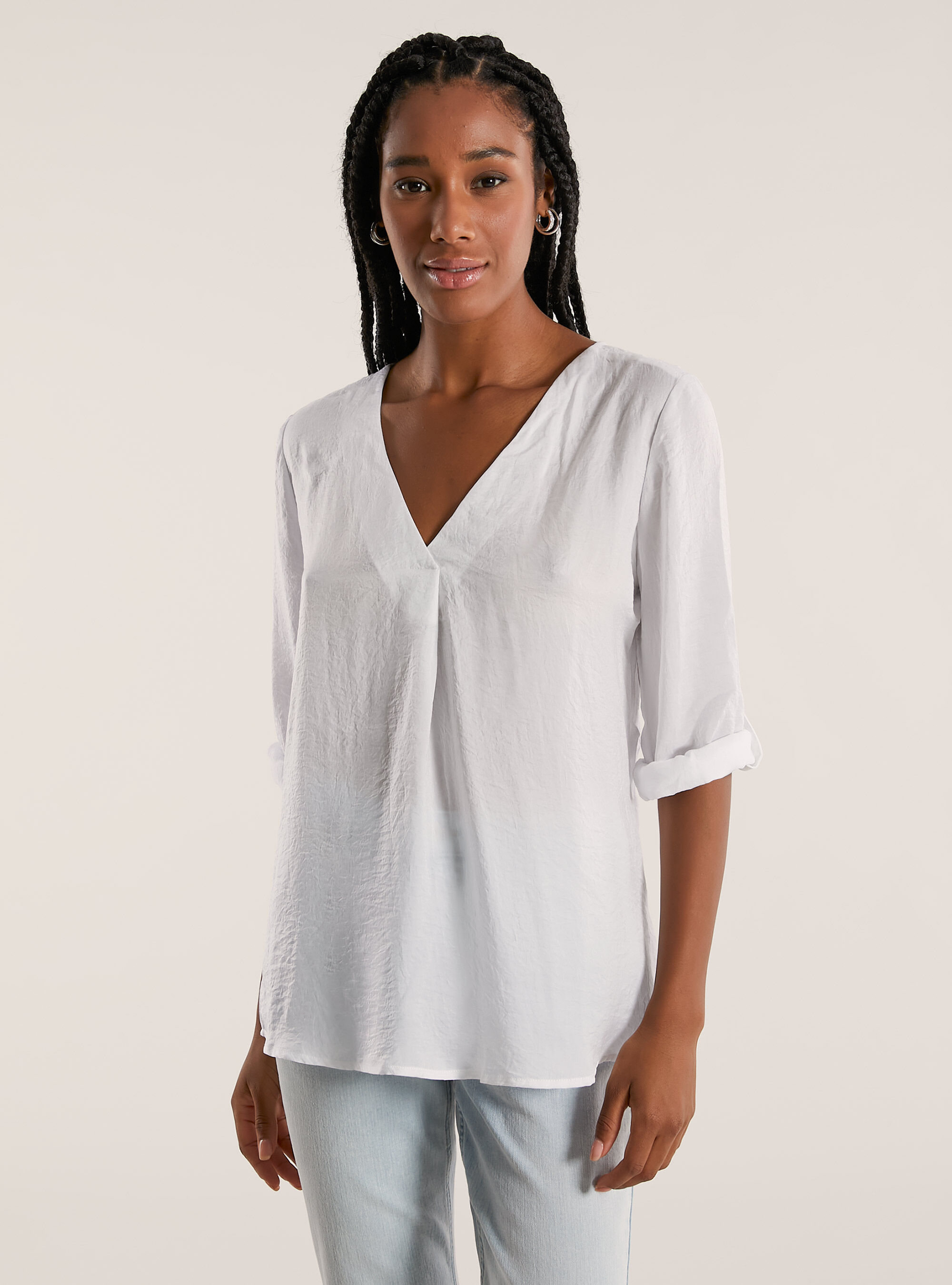 Blusa con scollo a v in satin Alcott Camicie e Bluse Donna