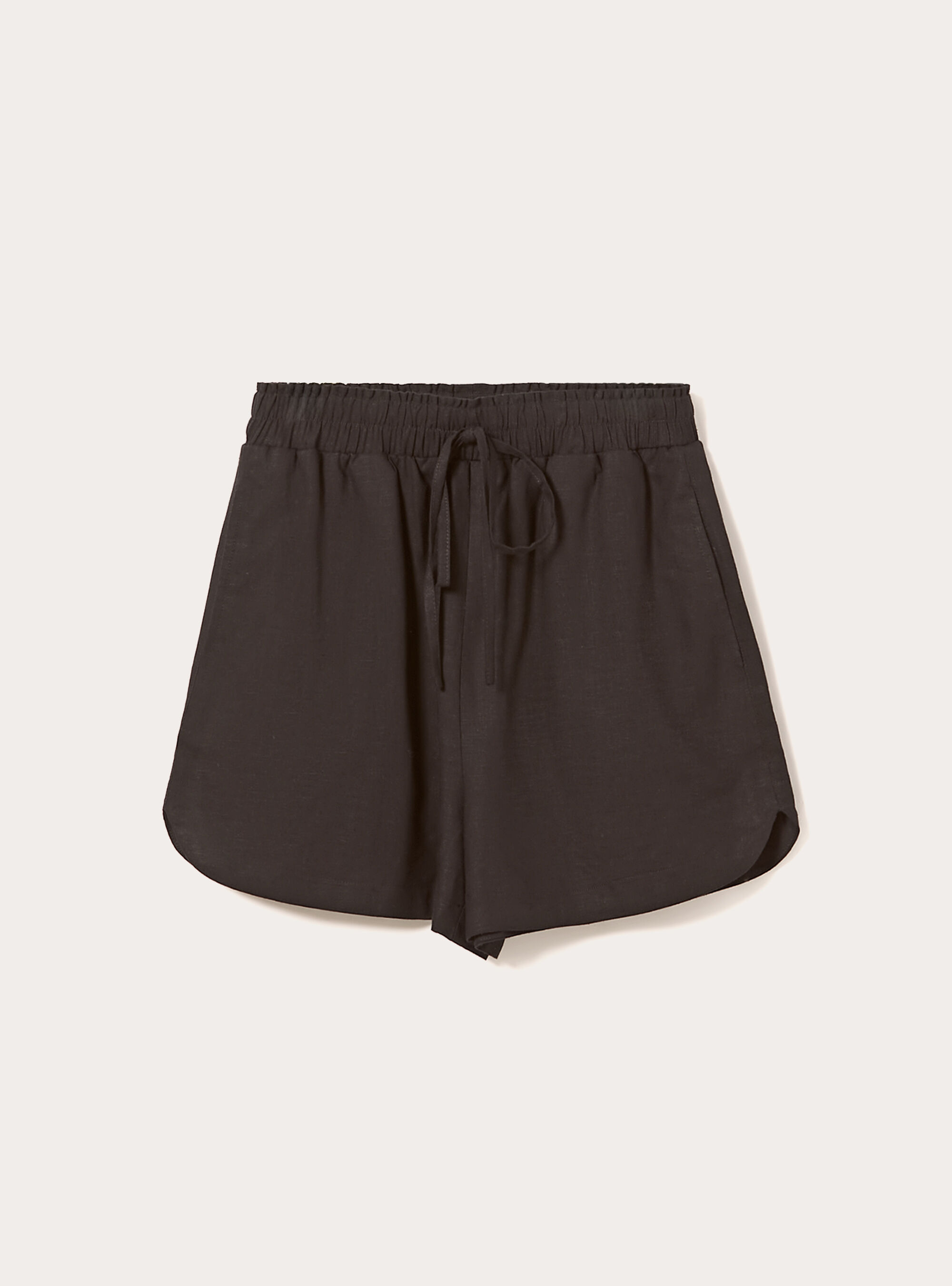 Shorts in misto lino, NERO