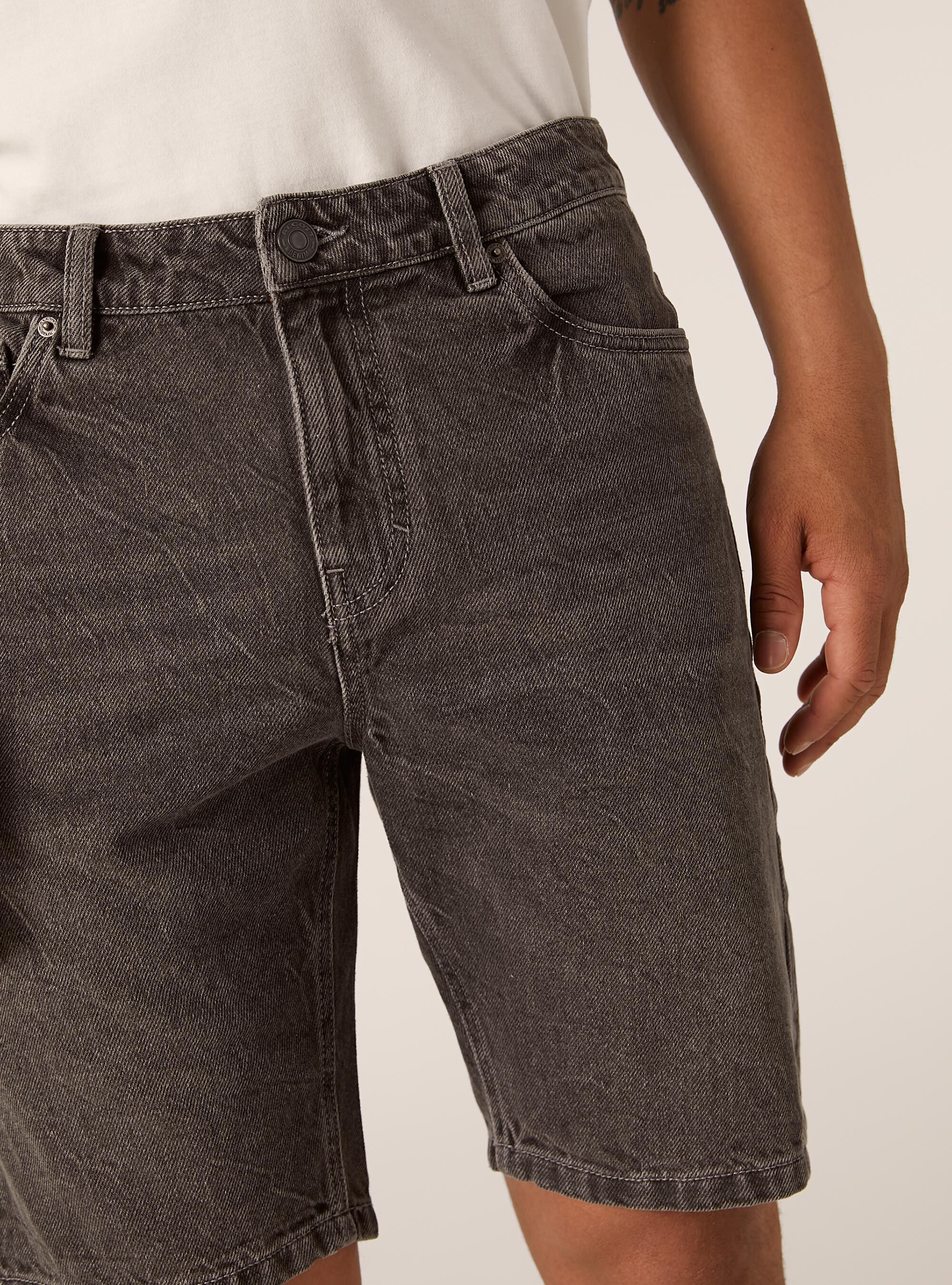 Regular Fit Denim Bermuda Shorts, D00G GREY