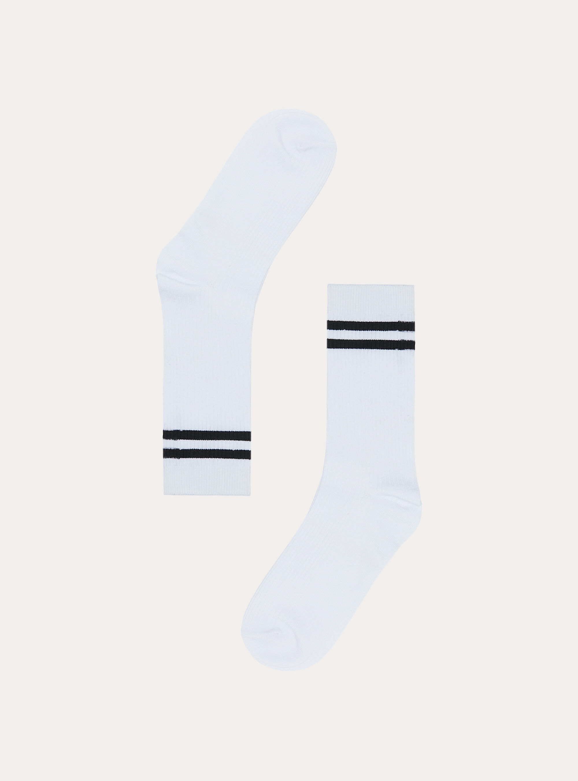 Calzino alto con righe unisex, WH2 WHITE