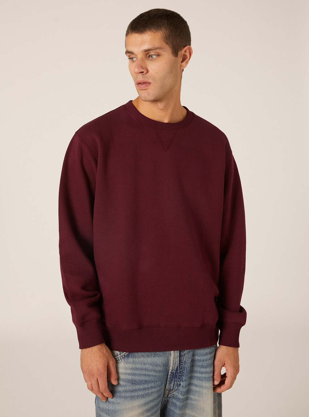 Solid color crew neck sweatshirt1