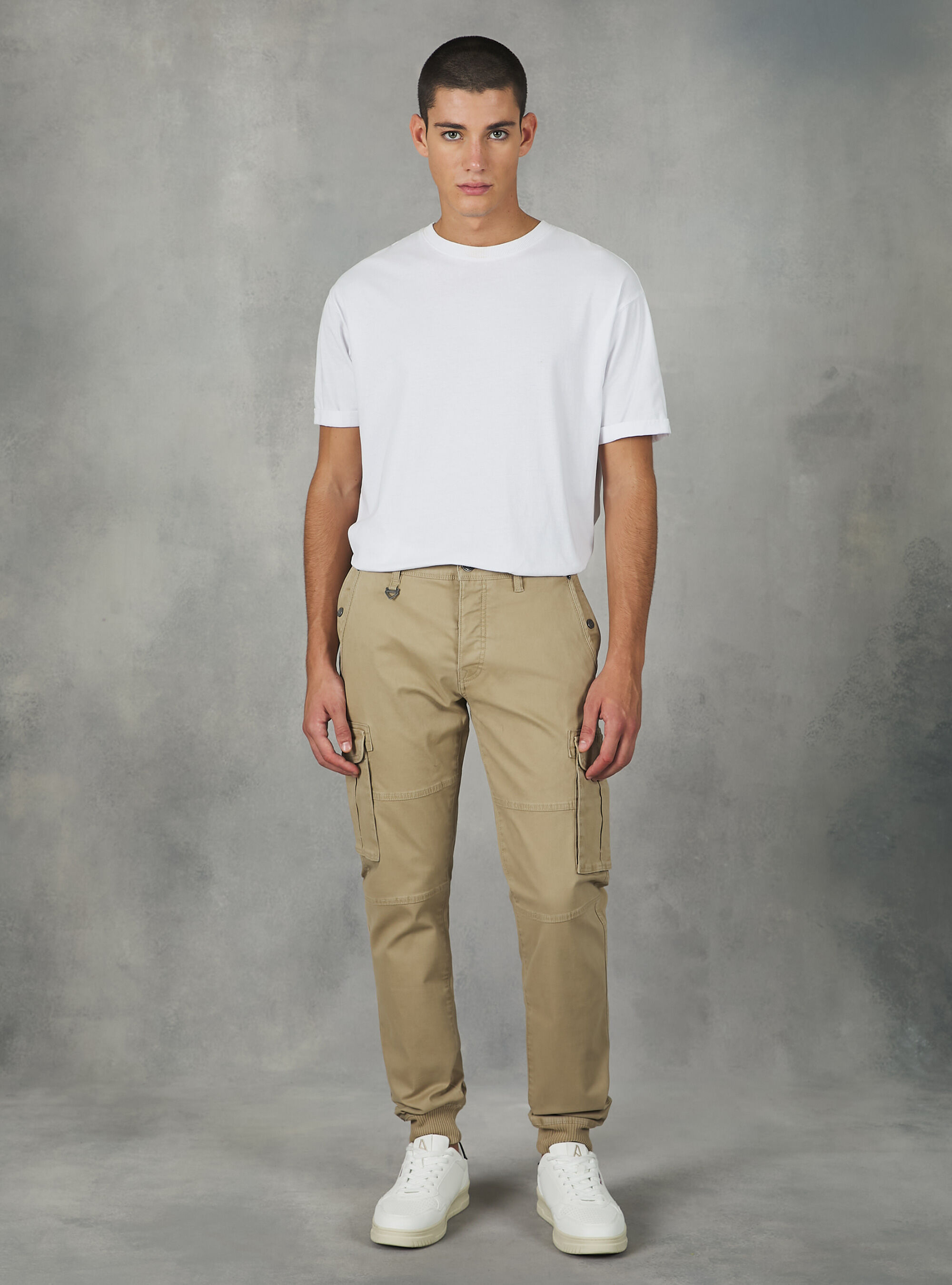 Pantalon cargo en coton avec bande &eacute;lastique, TB2 TOBACCO MEDIUM