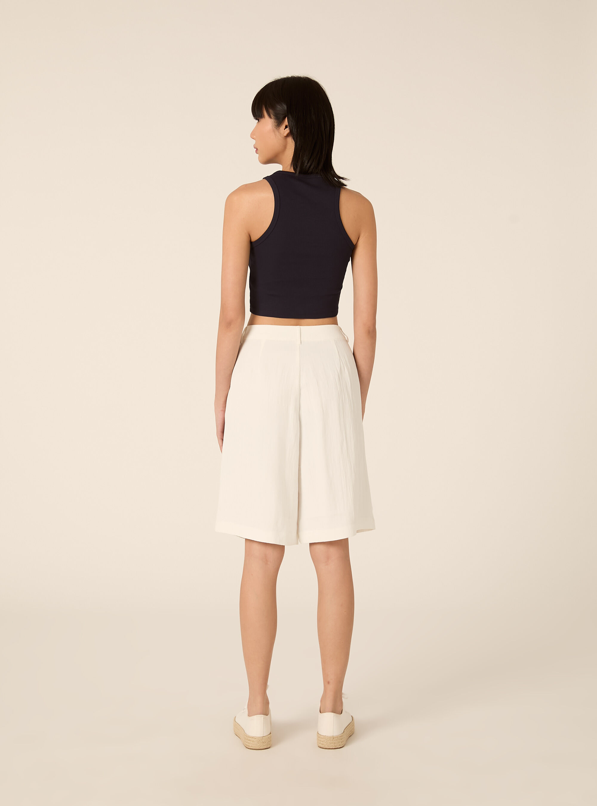 Bermuda tailoring con pence testurizzati, WH3 WHITE