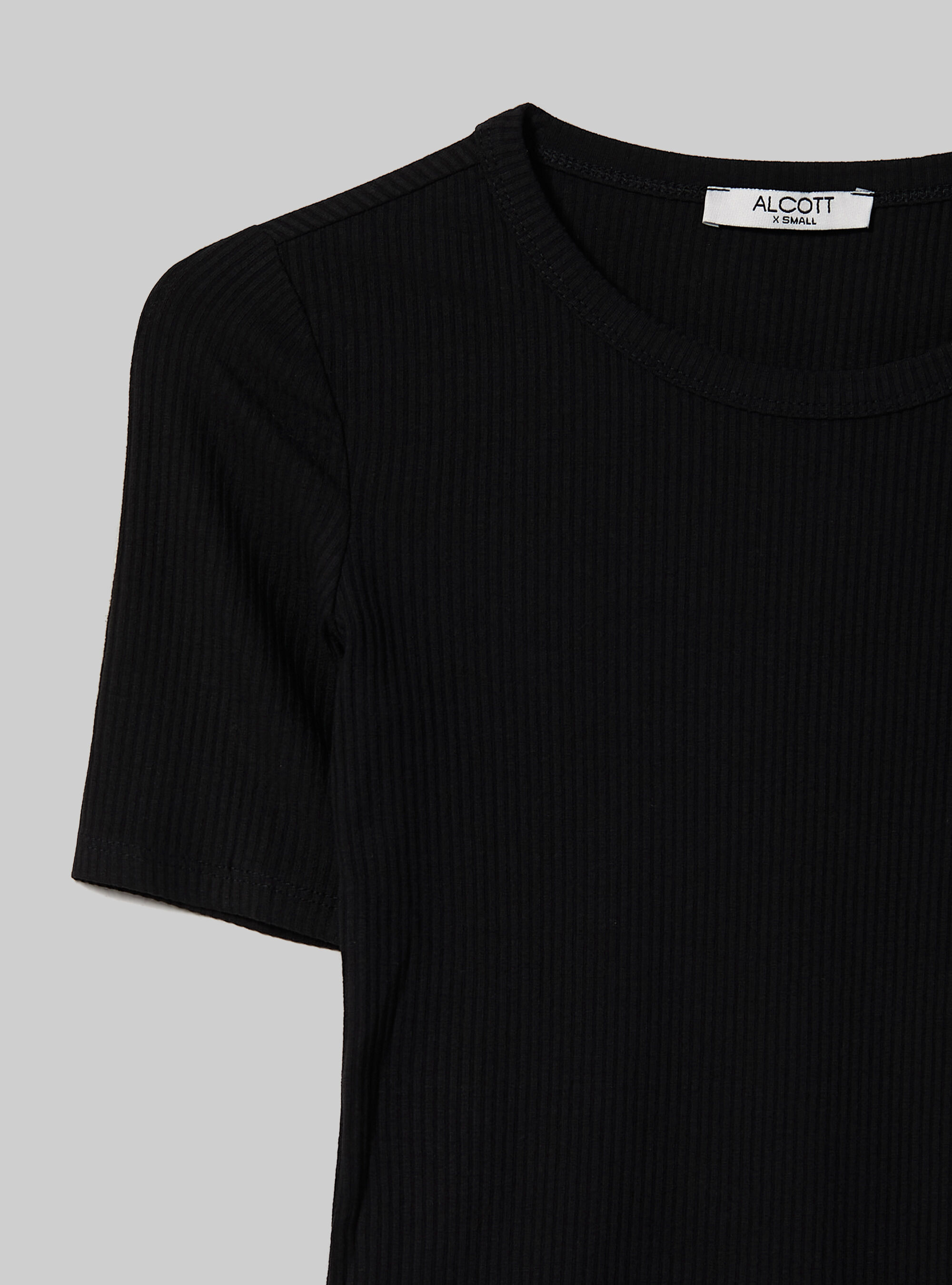 Ribbed short-sleeved bodysuit, BK1 BLACK