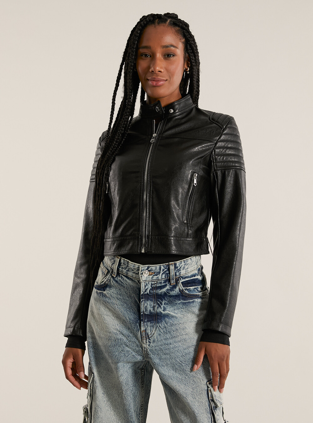 Giubbotto Biker Giacca Di Ecopelle Donna Giacche Giubbino Pelle