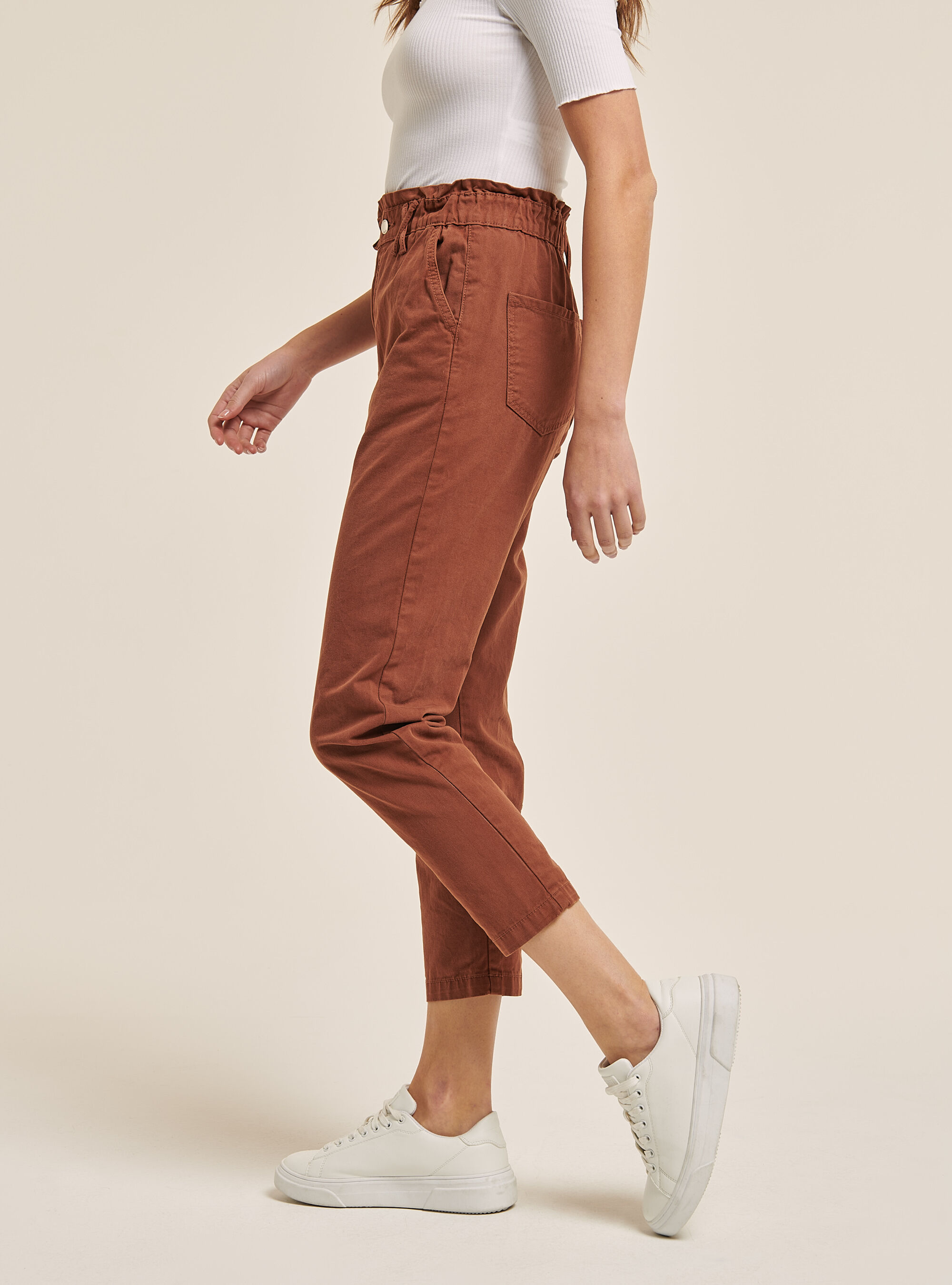 Pantaloni baggy in cotone, C3401 RUSTY