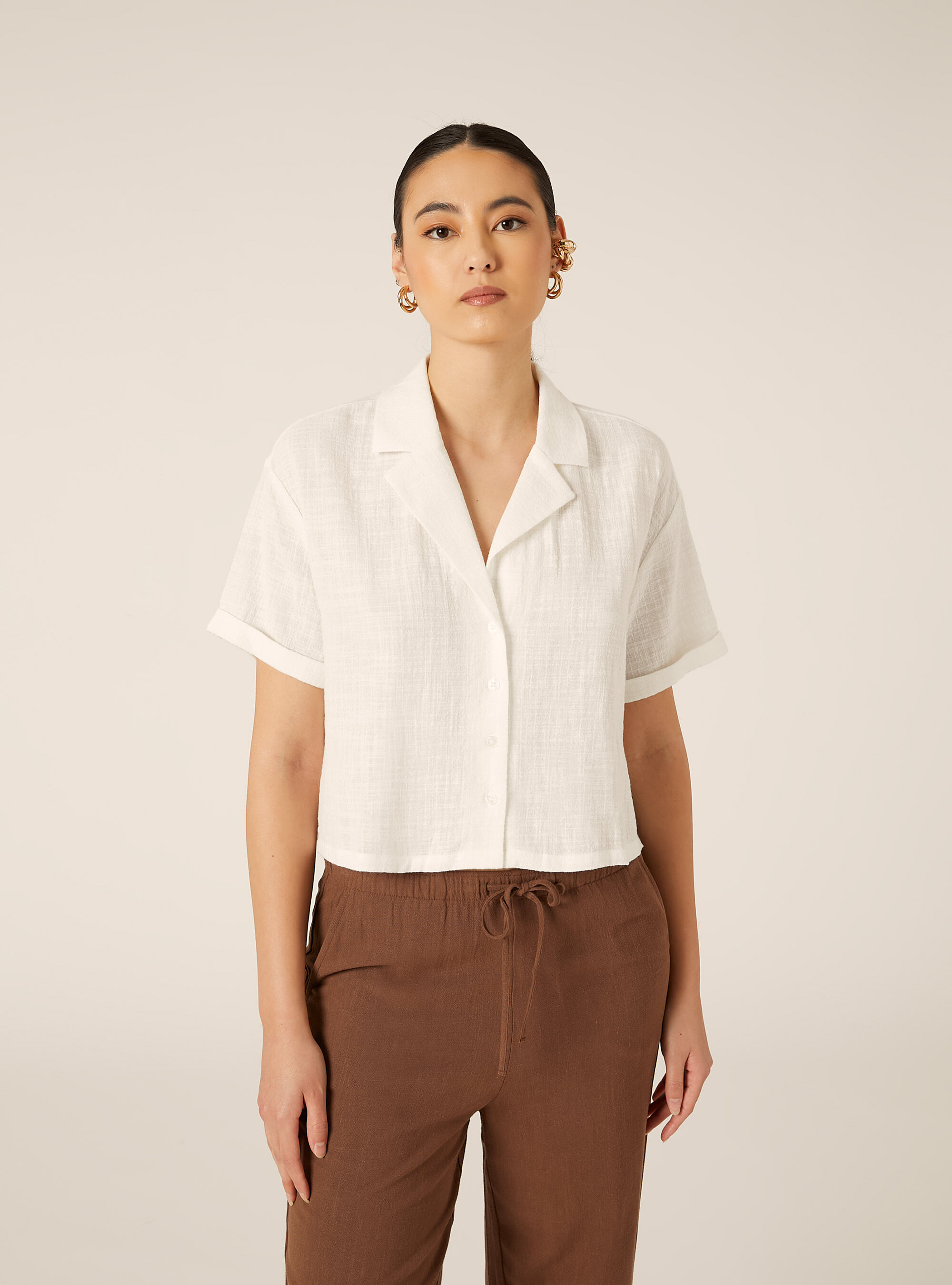 Camicia maniche corte crop